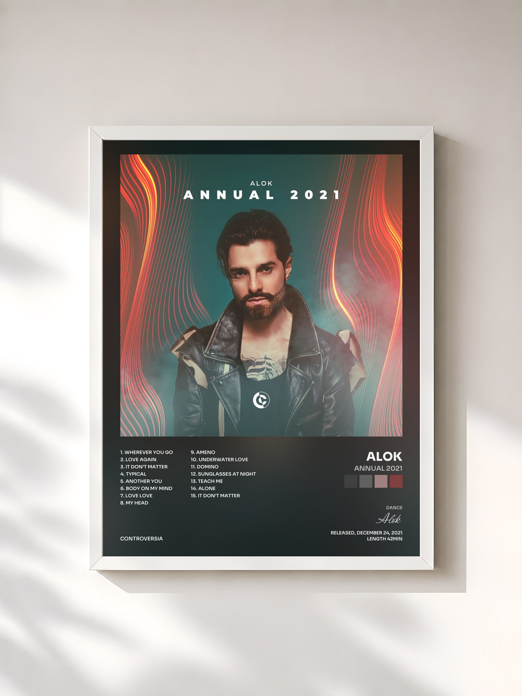 #blanc Tableau de l'album Annual 2021 de Alok, cadre blanc, imprimé et encadré en France