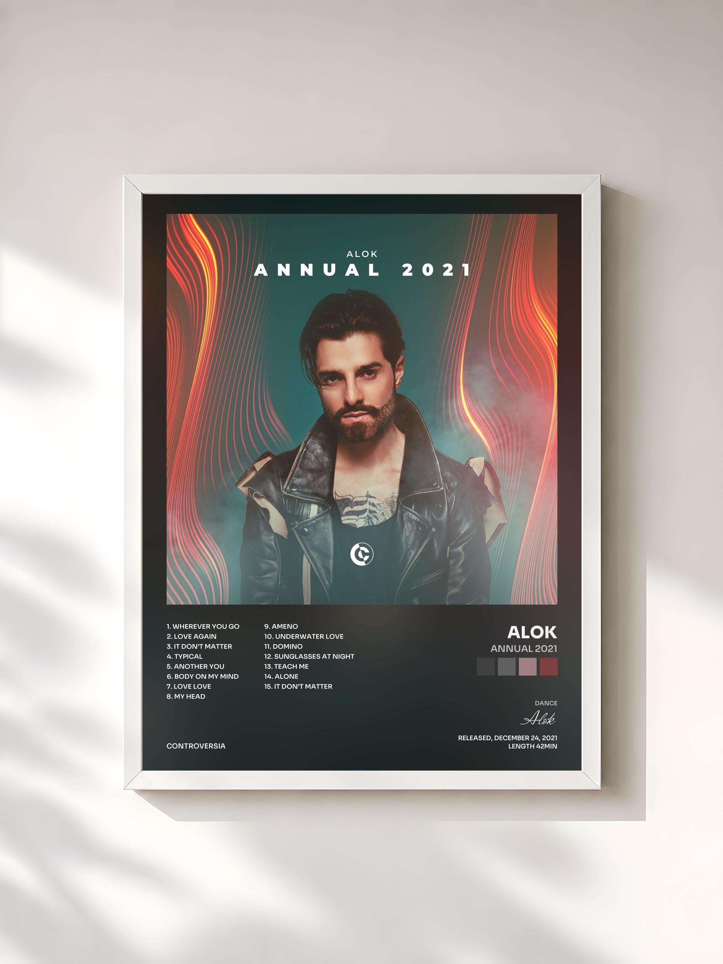 #blanc Tableau de l'album Annual 2021 de Alok, cadre blanc, imprimé et encadré en France