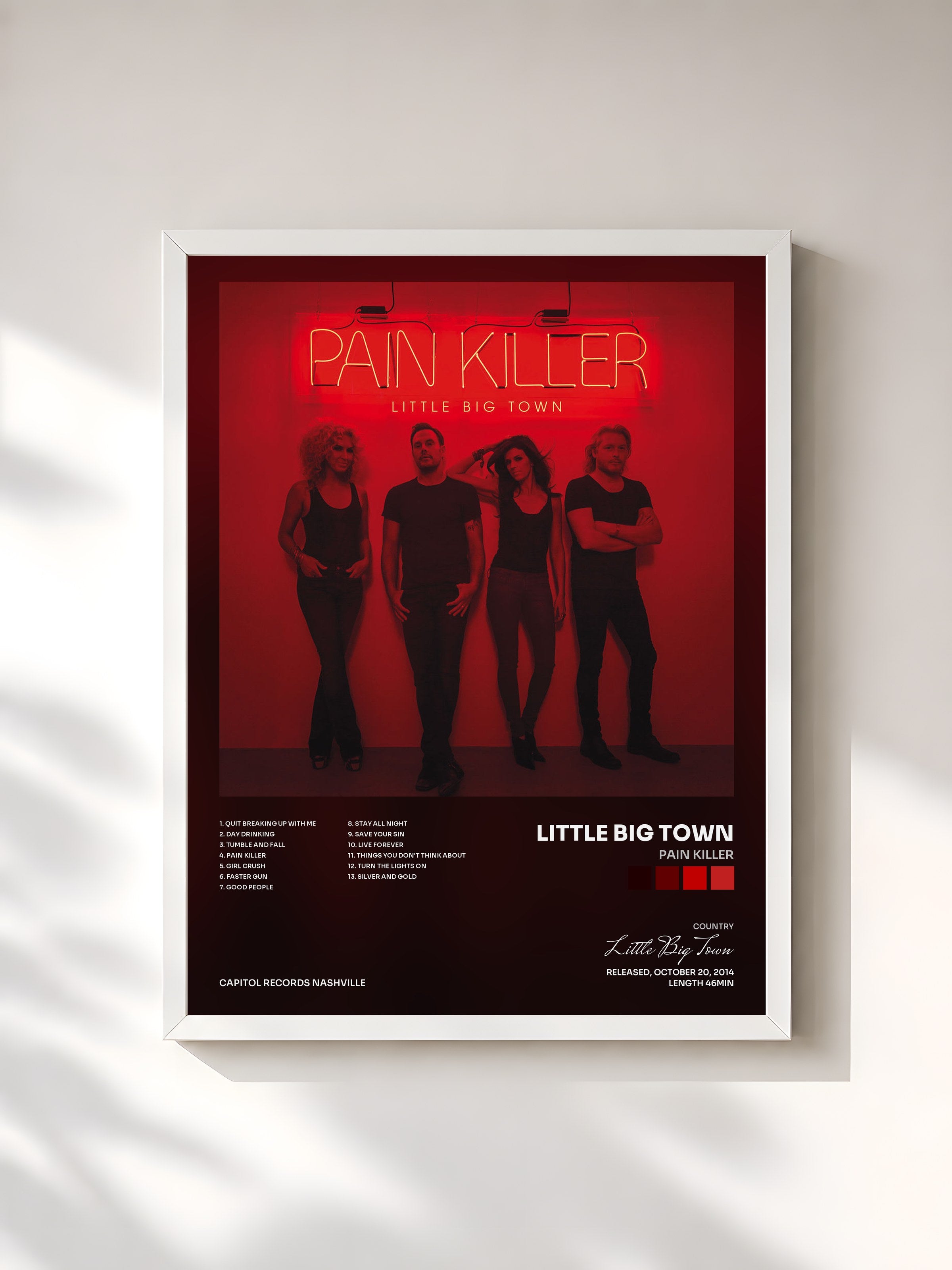 #blanc Tableau de l'album Pain Killer de Little Big Town, cadre blanc, imprimé et encadré en France