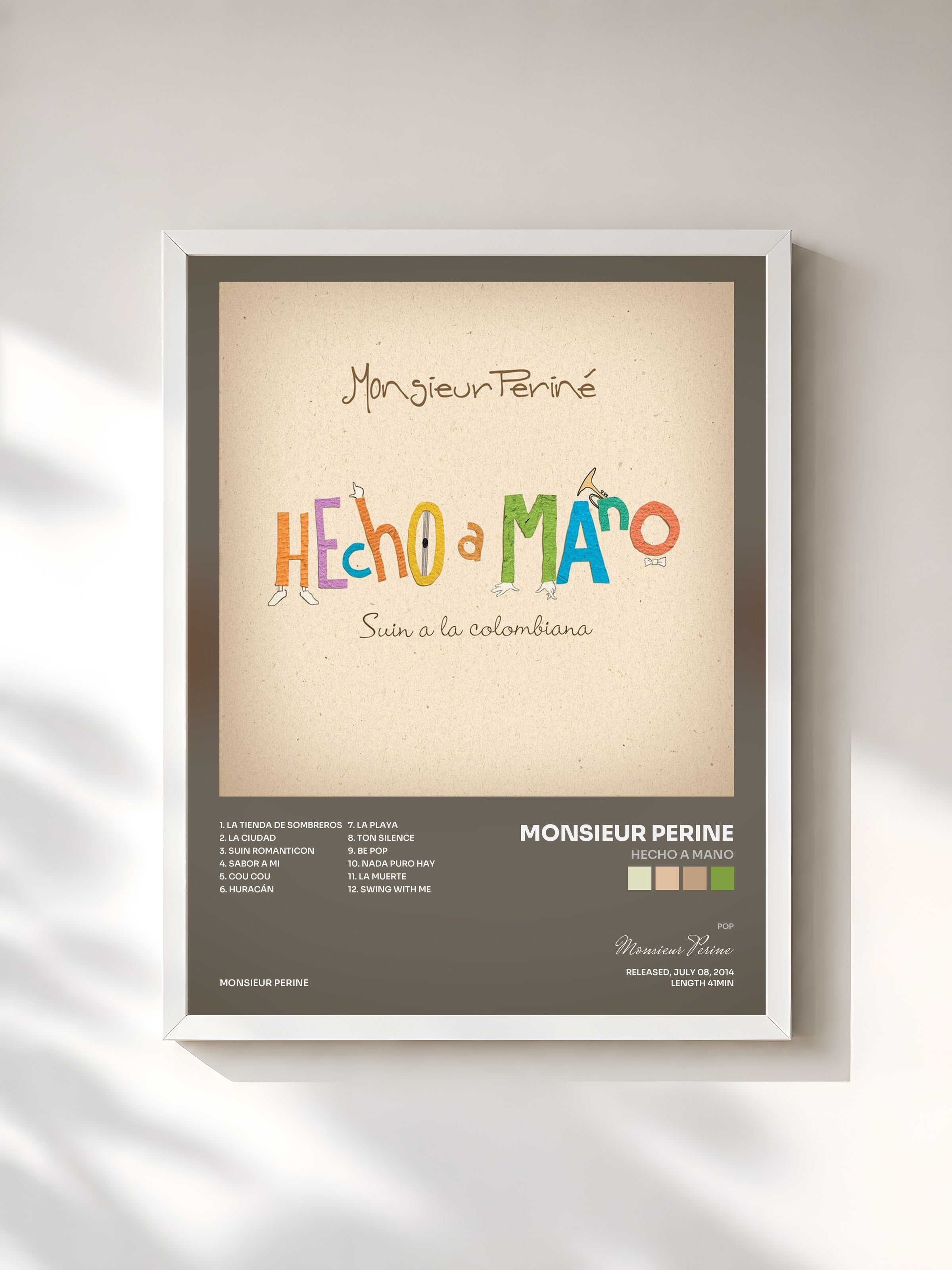 #blanc Tableau de l'album Hecho a Mano de Monsieur Perine, cadre blanc, imprimé et encadré en France