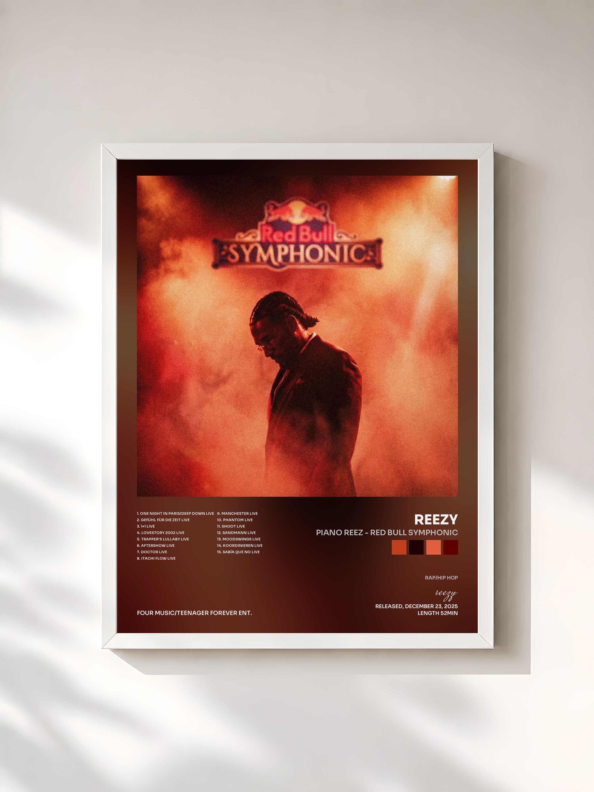 #blanc Tableau de l'album PIANO REEZ - RED BULL SYMPHONIC de reezy, cadre blanc, imprimé et encadré en France
