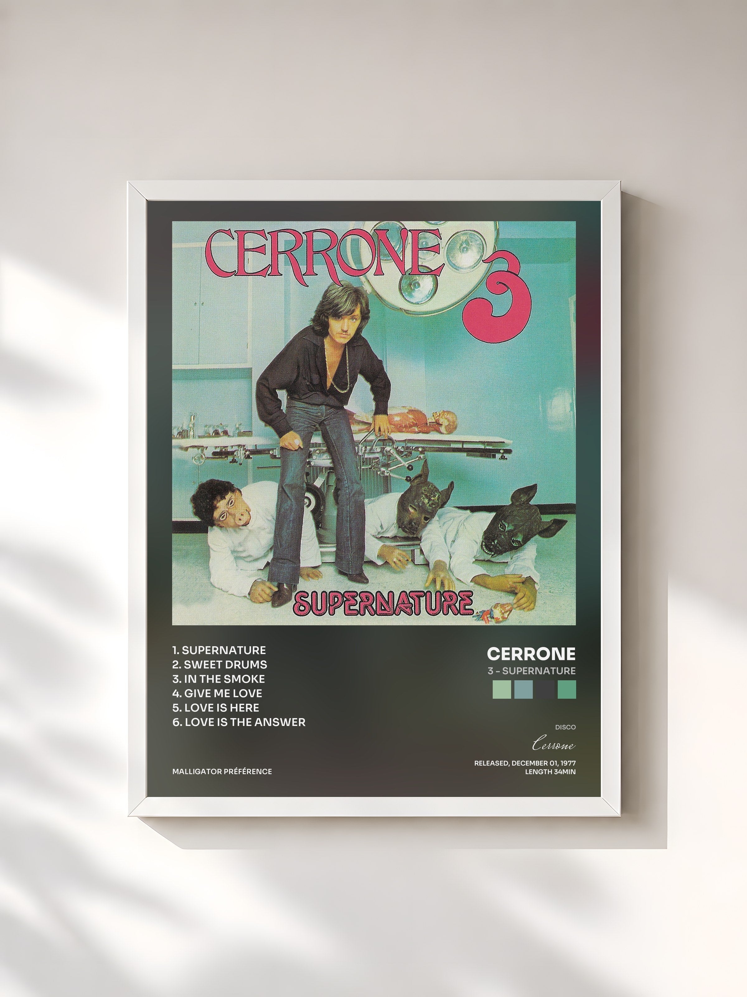 #blanc Tableau de l'album 3 - Supernature de Cerrone, cadre blanc, imprimé et encadré en France