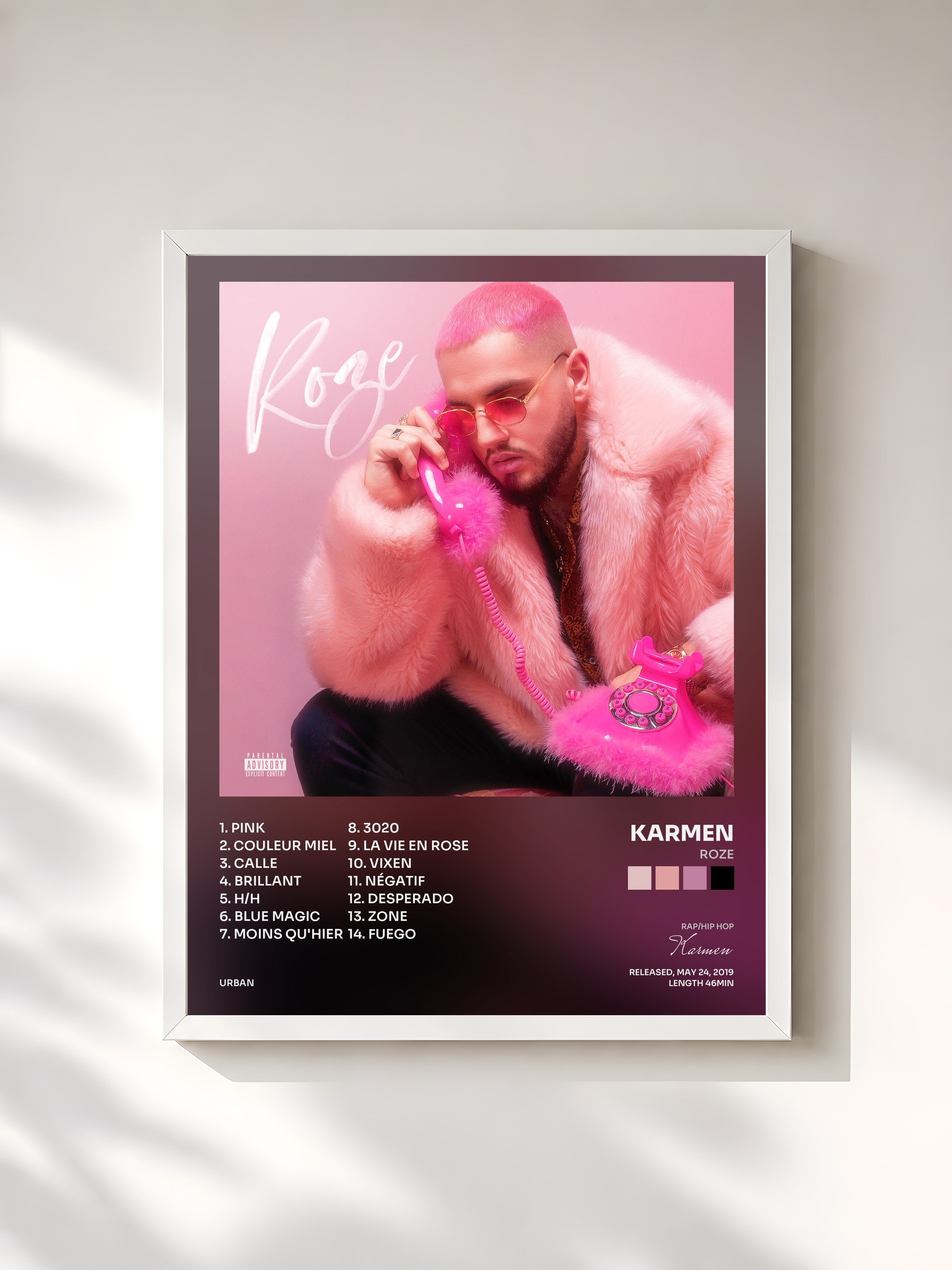 #blanc Tableau de l'album Roze de Karmen, cadre blanc, imprimé et encadré en France