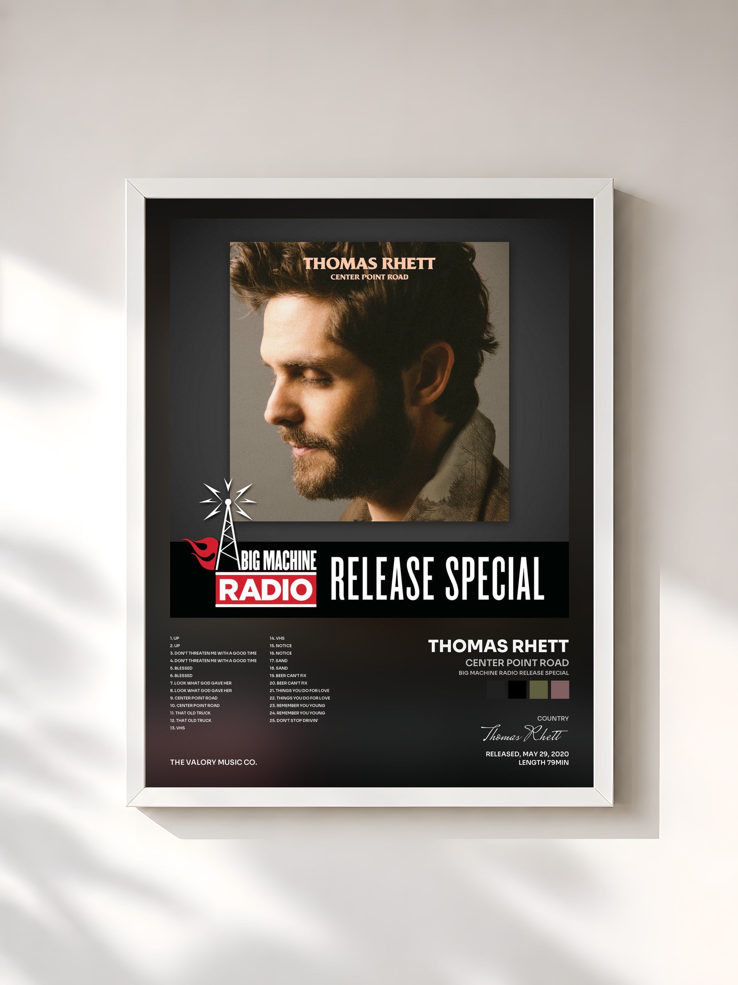 #blanc Tableau de l'album Center Point Road (Big Machine Radio Release Special) de Thomas Rhett, cadre blanc, imprimé et encadré en France