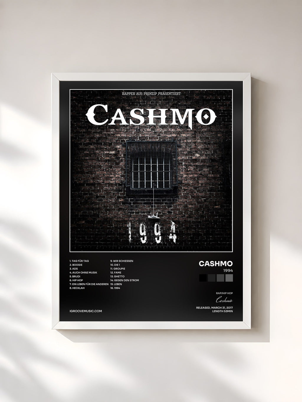 #blanc 1994 di Cashmo in stampa incorniciata, cornice bianca, stampata e incorniciata in Francia