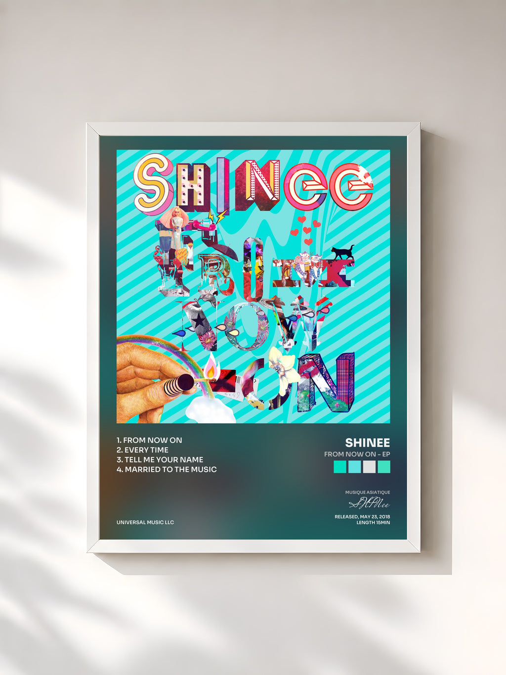 #blanc Tableau de l'album From Now On - EP de SHINee, cadre blanc, imprimé et encadré en France
