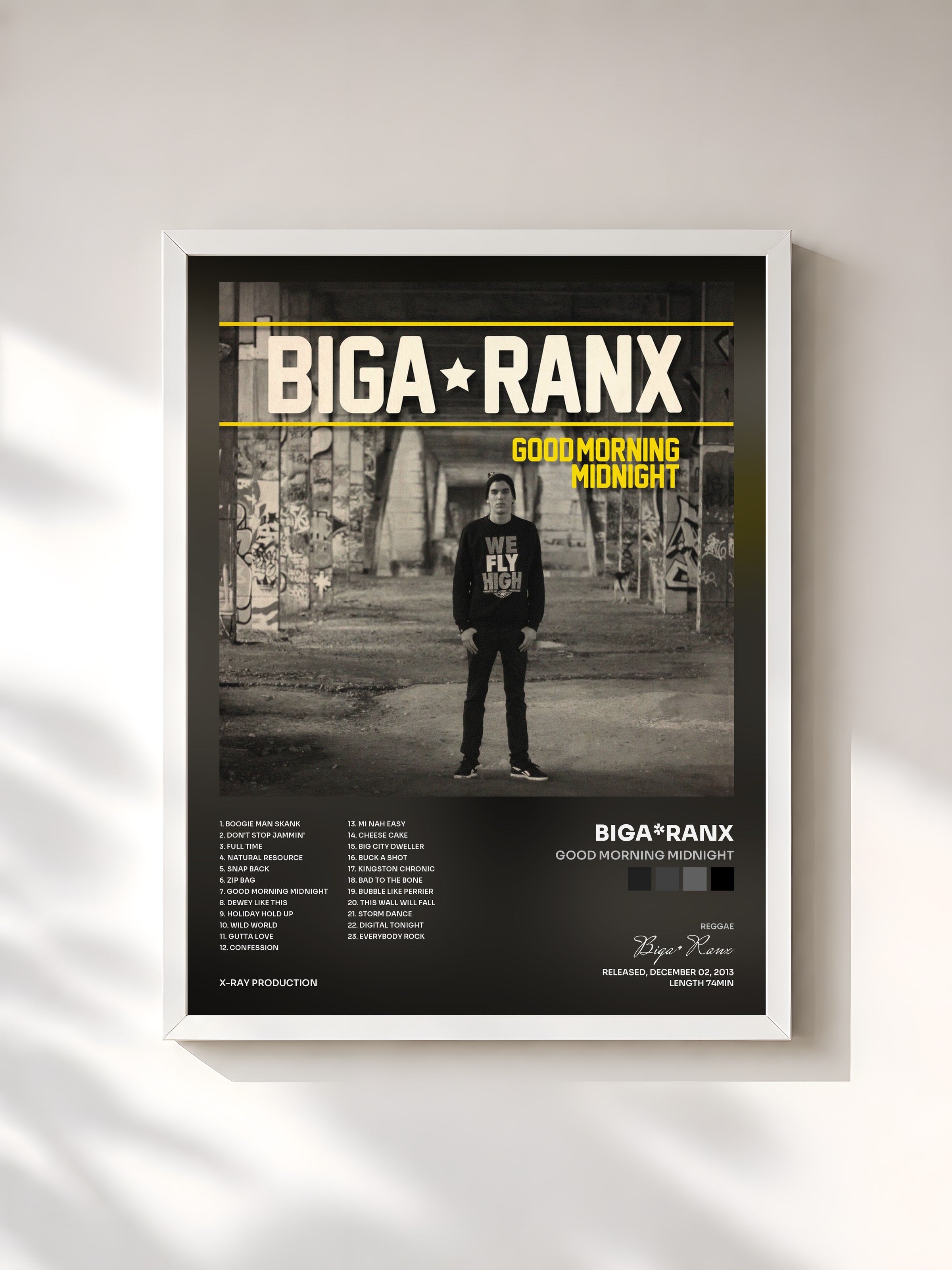 #blanc Tableau de l'album Good Morning Midnight de Biga*Ranx, cadre blanc, imprimé et encadré en France