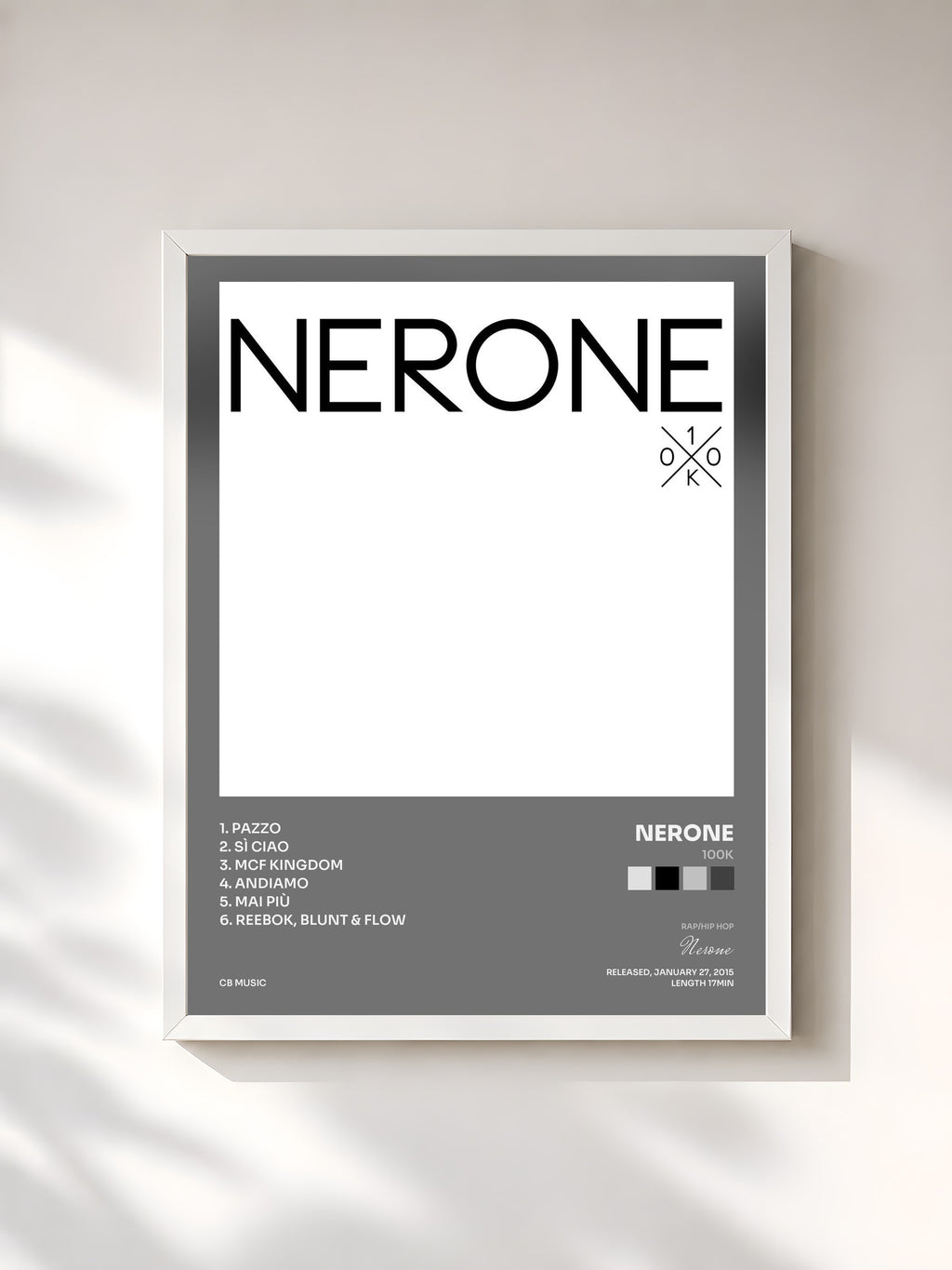 #blanc 100K by Nerone as a framed art print, white frame, printed and framed in France