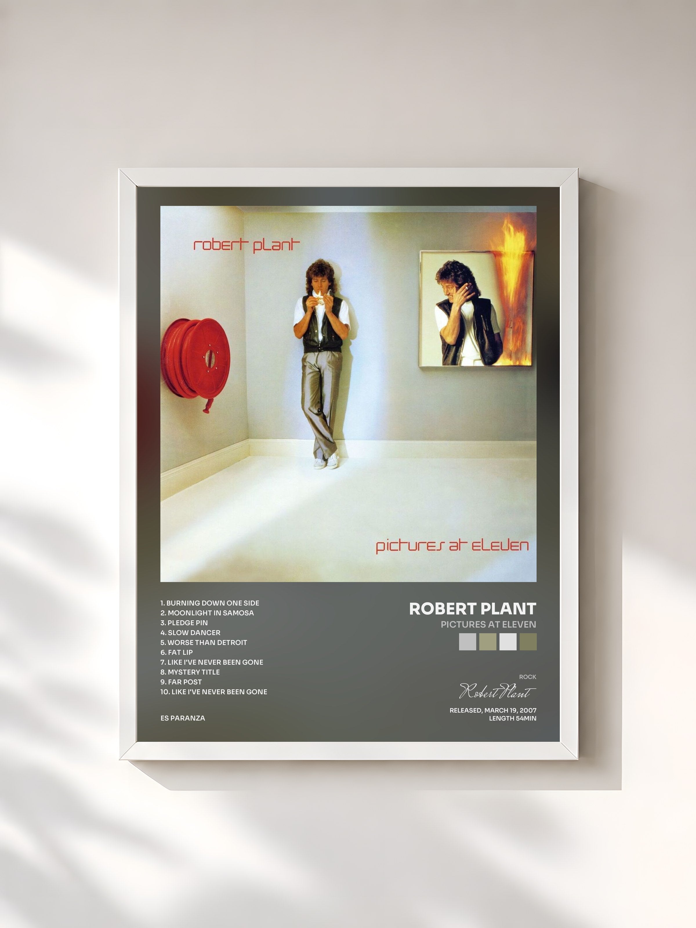 #blanc Tableau de l'album Pictures at Eleven de Robert Plant, cadre blanc, imprimé et encadré en France