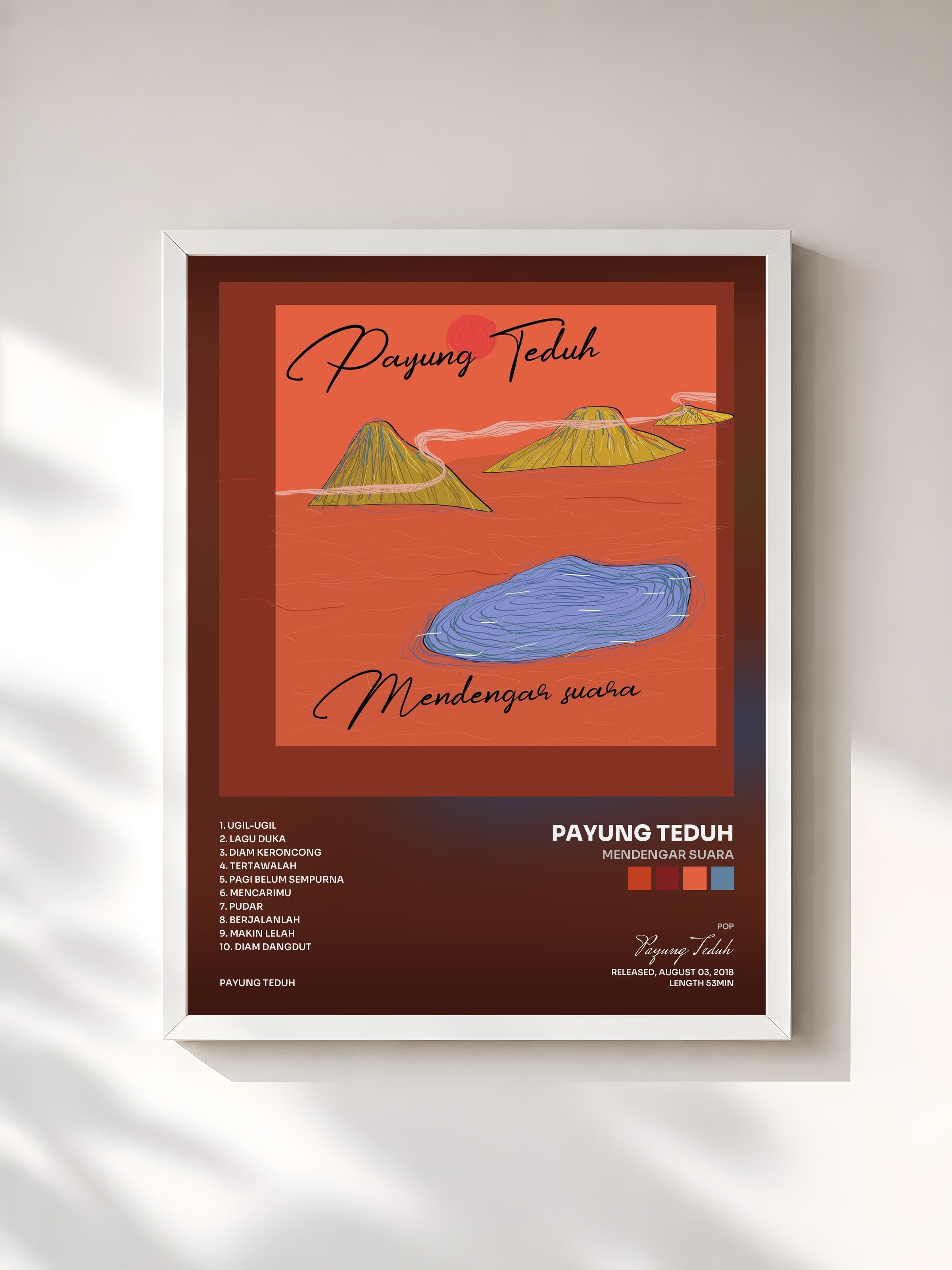 #blanc Tableau de l'album Mendengar Suara de Payung Teduh, cadre blanc, imprimé et encadré en France
