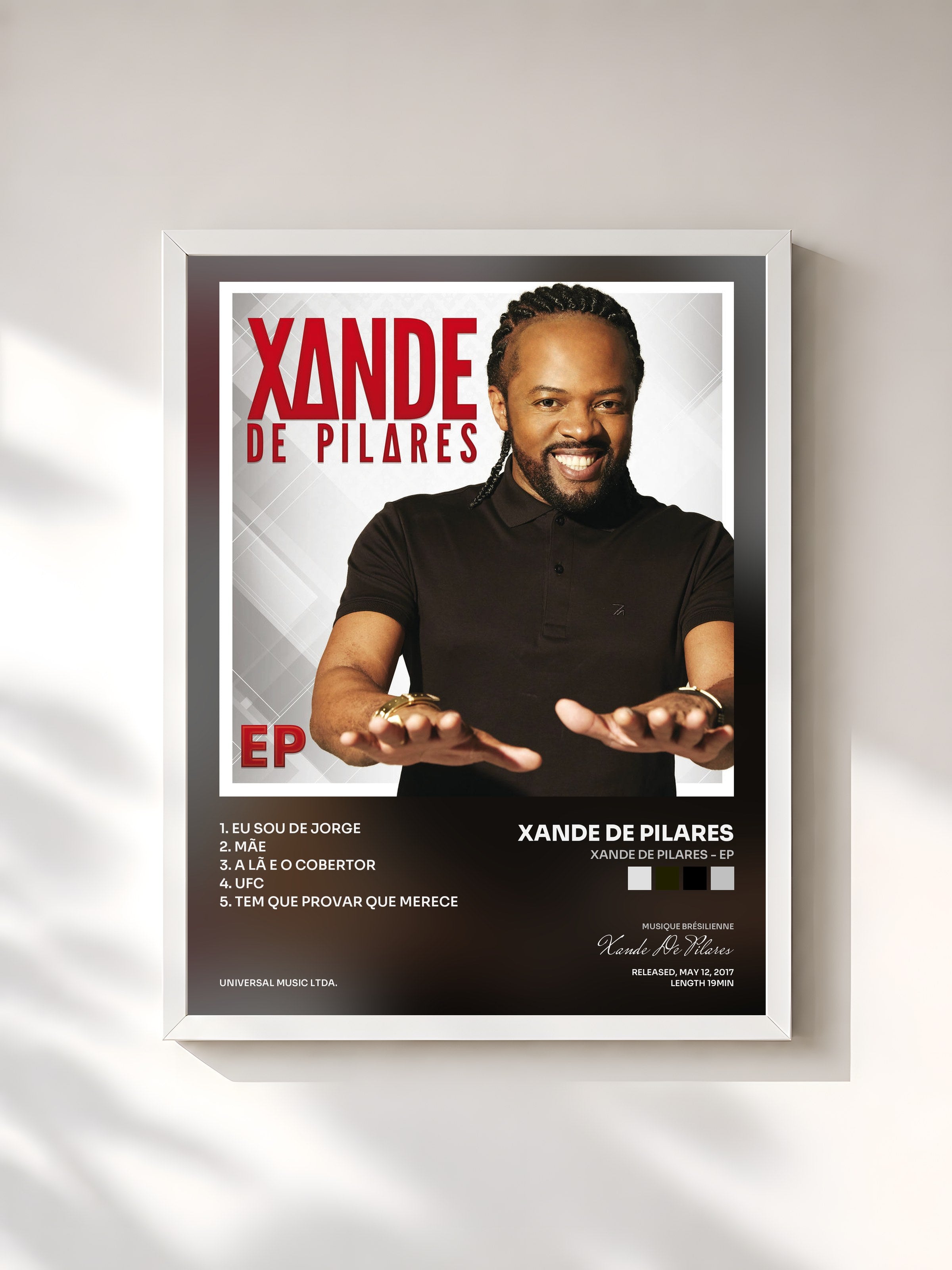 #blanc Tableau de l'album Xande de Pilares - EP de Xande De Pilares, cadre blanc, imprimé et encadré en France