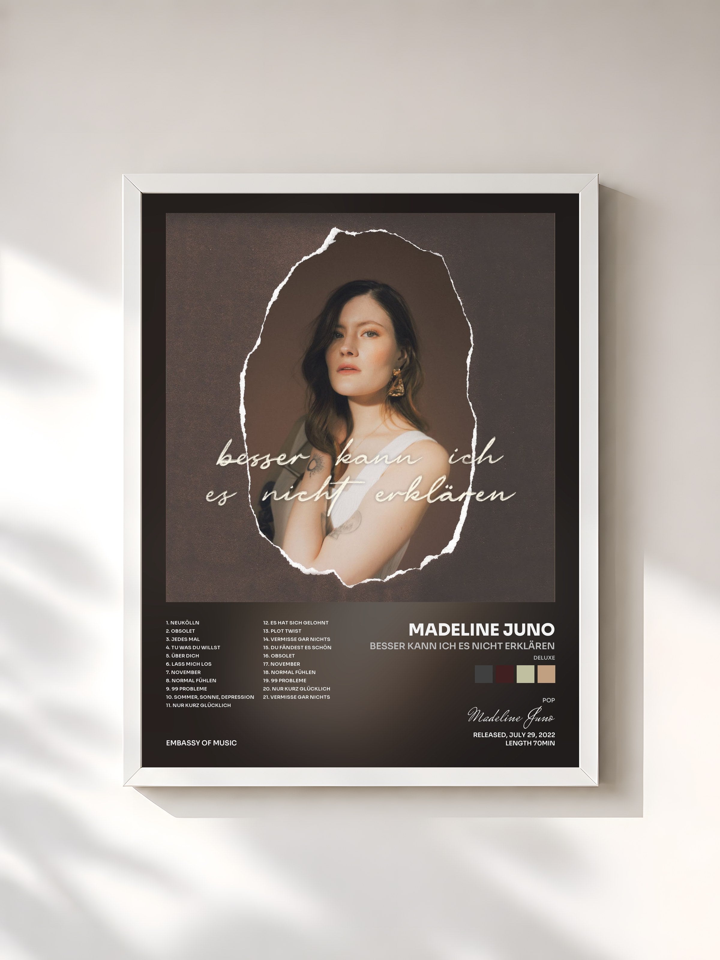 #blanc Tableau de l'album Besser kann ich es nicht erklären (Deluxe) de Madeline Juno, cadre blanc, imprimé et encadré en France