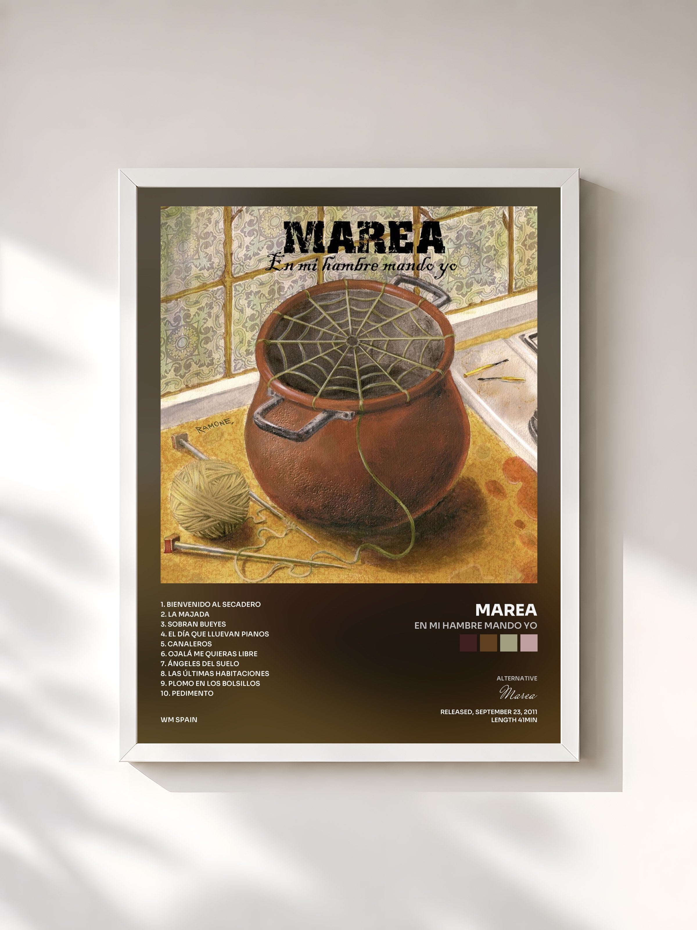 #blanc Tableau de l'album En mi hambre mando yo de Marea, cadre blanc, imprimé et encadré en France