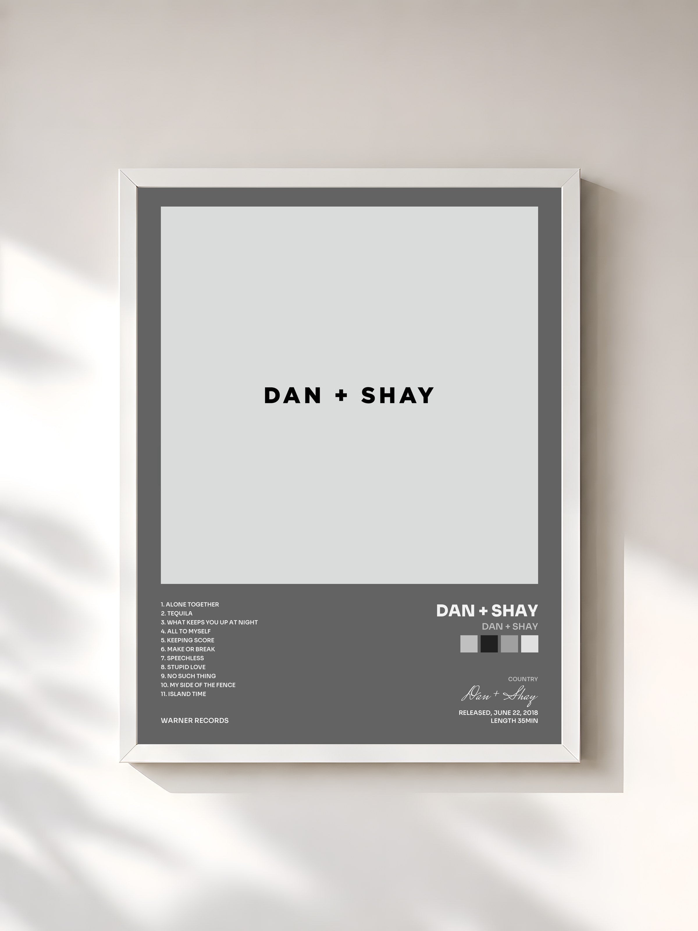 #blanc Tableau de l'album Dan + Shay de Dan + Shay, cadre blanc, imprimé et encadré en France