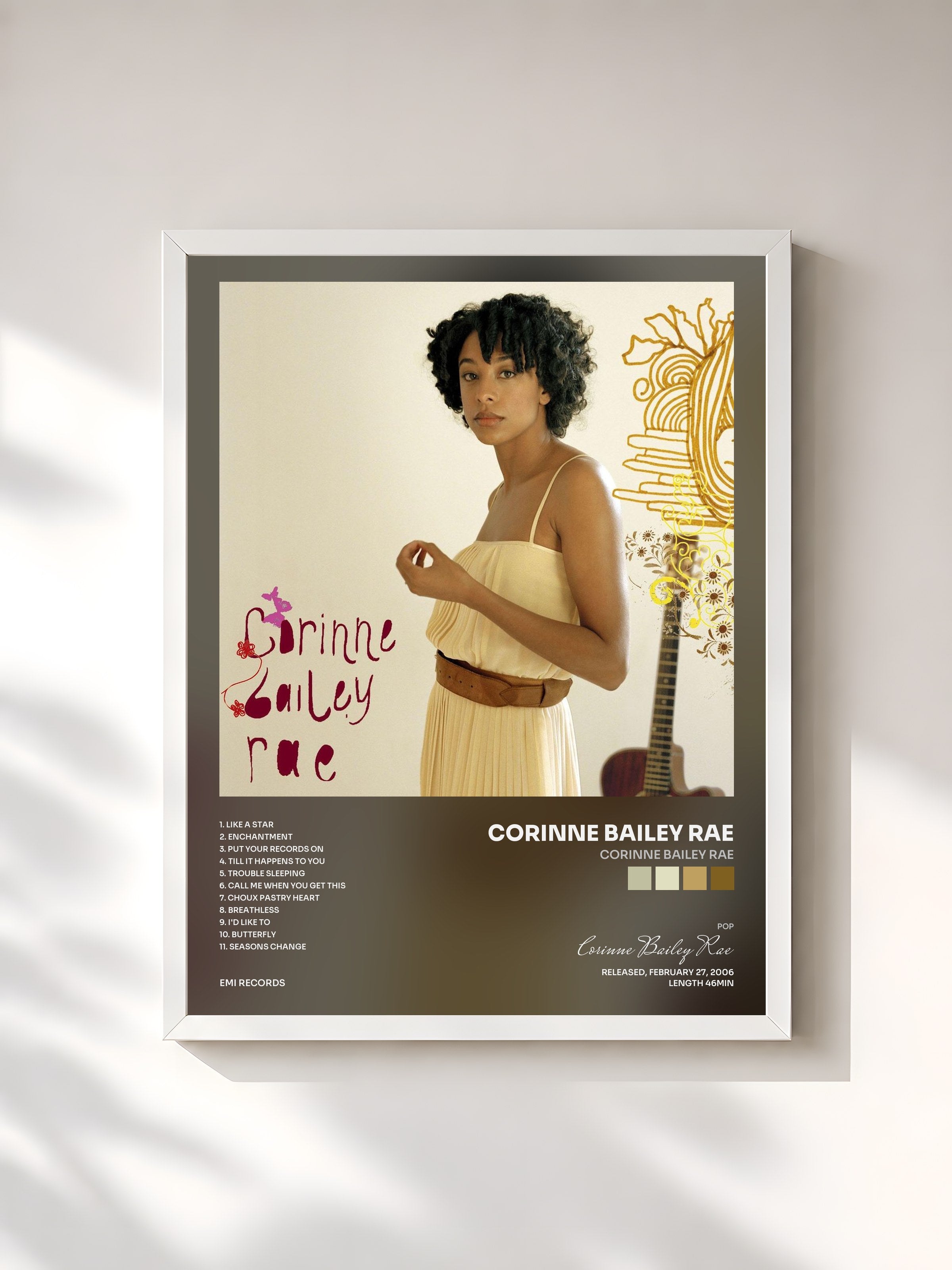 #blanc Tableau de l'album Corinne Bailey Rae de Corinne Bailey Rae, cadre blanc, imprimé et encadré en France