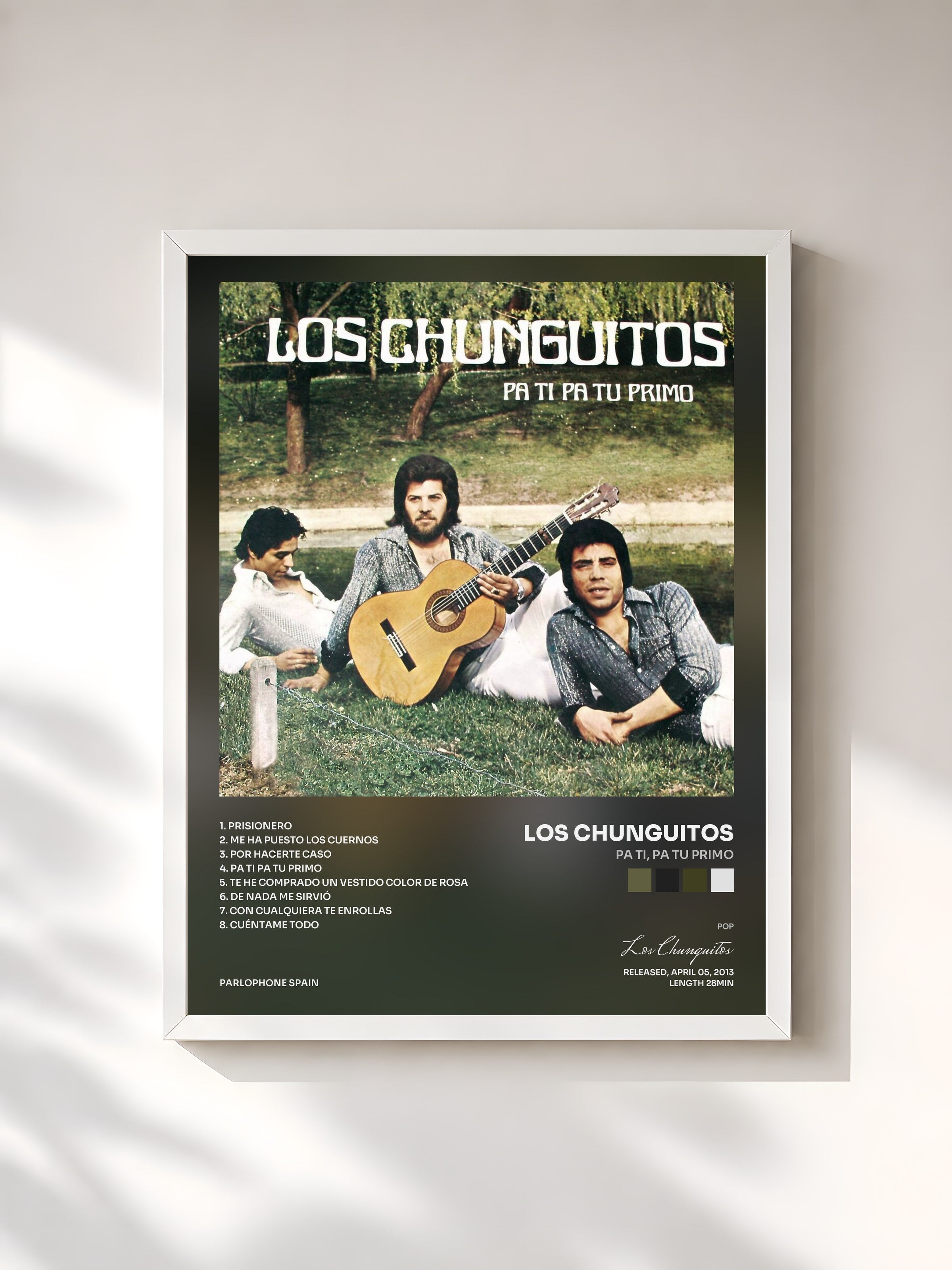 #blanc Tableau de l'album Pa Ti, Pa Tu Primo de Los Chunguitos, cadre blanc, imprimé et encadré en France
