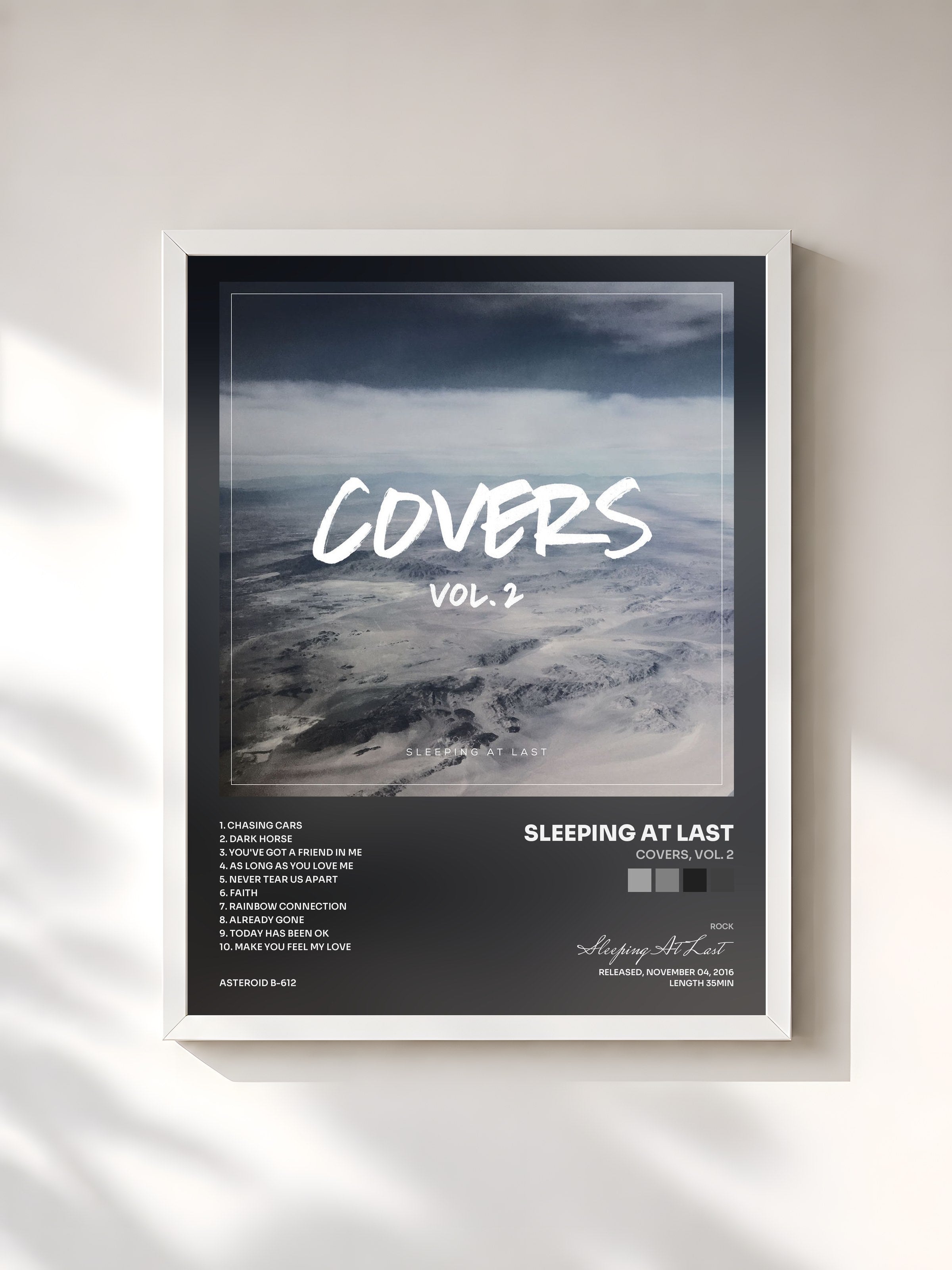 #blanc Tableau de l'album Covers, Vol. 2 de Sleeping At Last, cadre blanc, imprimé et encadré en France