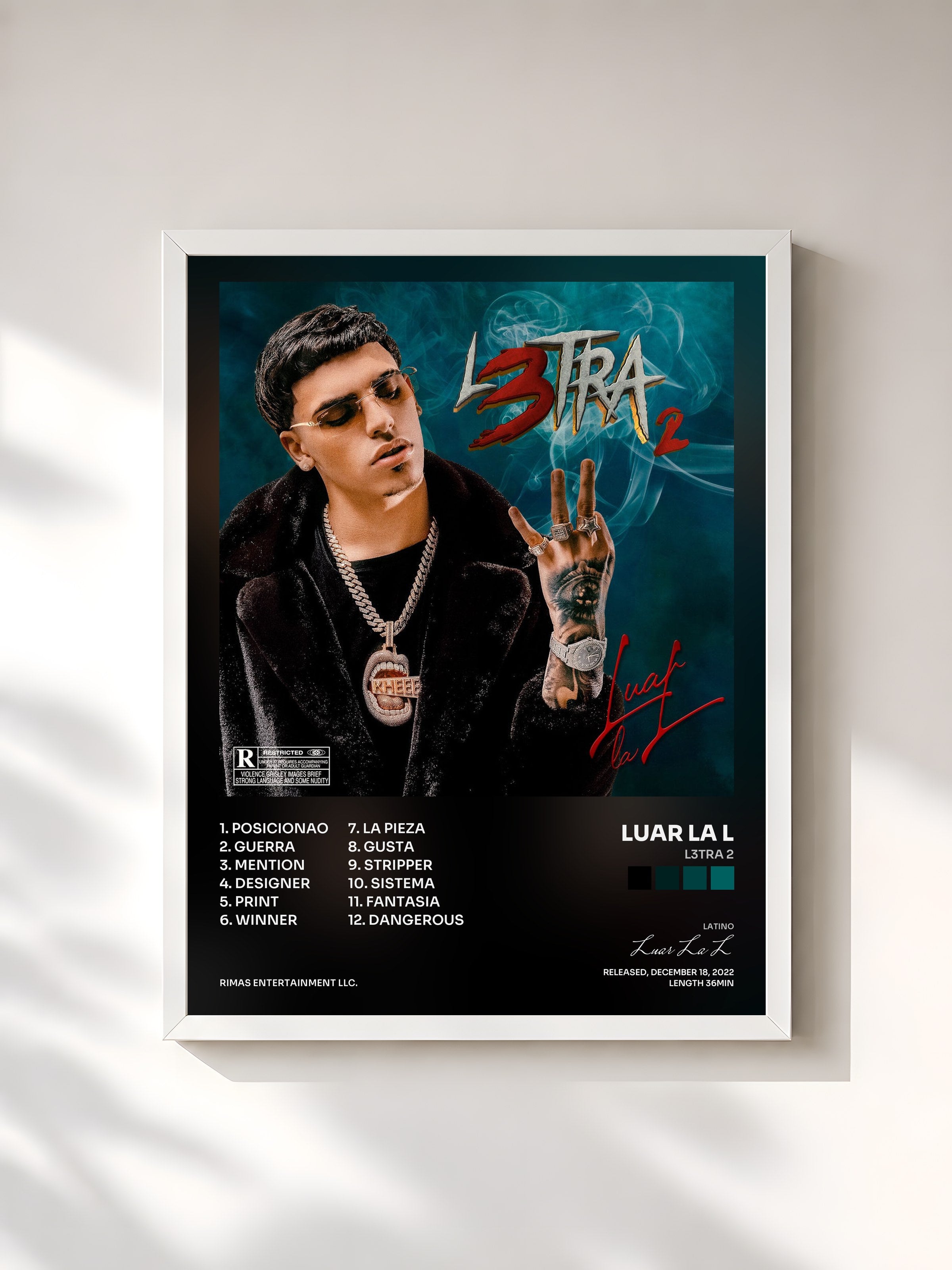 #blanc Tableau de l'album L3tra 2 de Luar La L, cadre blanc, imprimé et encadré en France