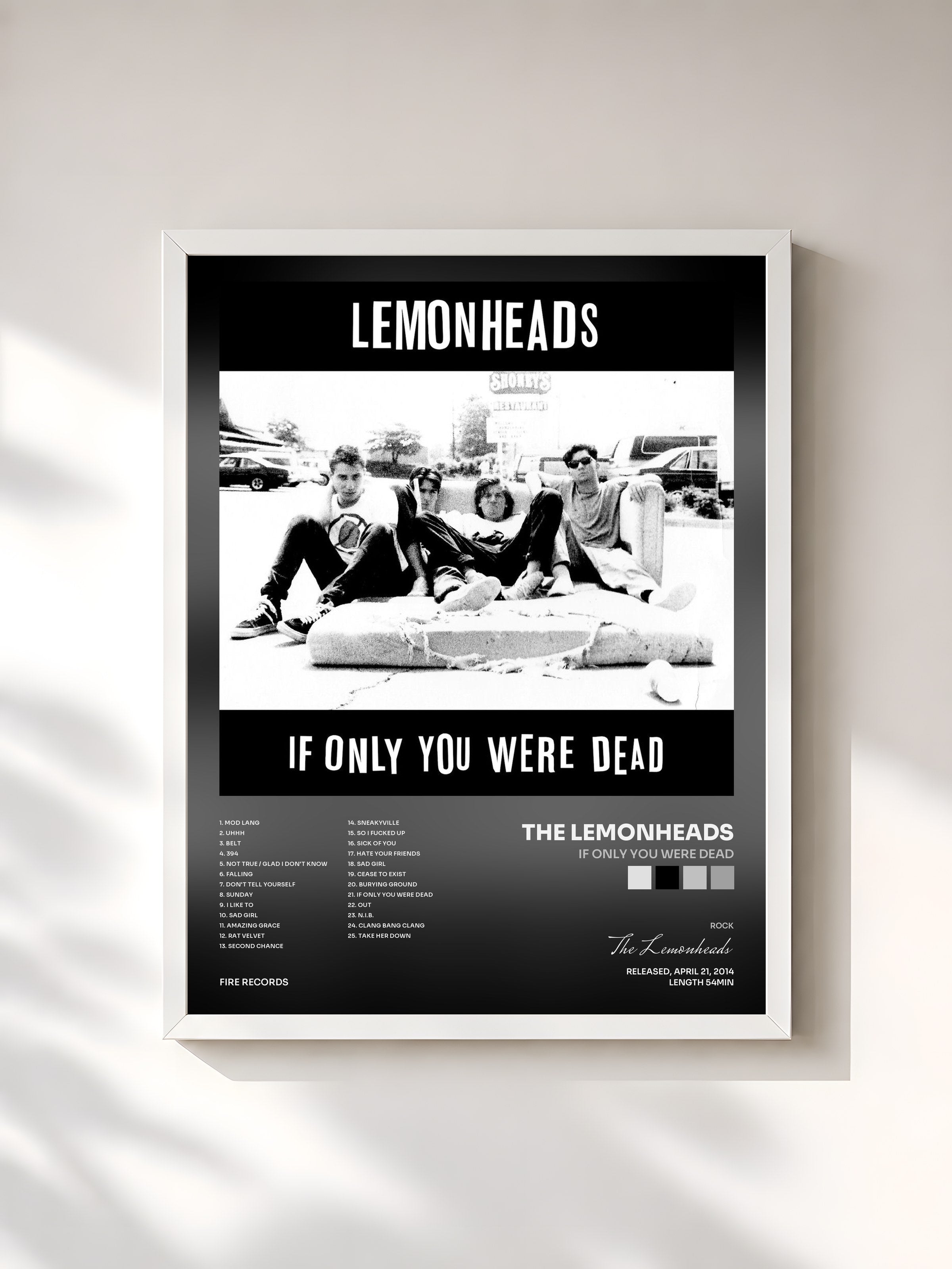 #blanc Tableau de l'album If Only You Were Dead de The Lemonheads, cadre blanc, imprimé et encadré en France