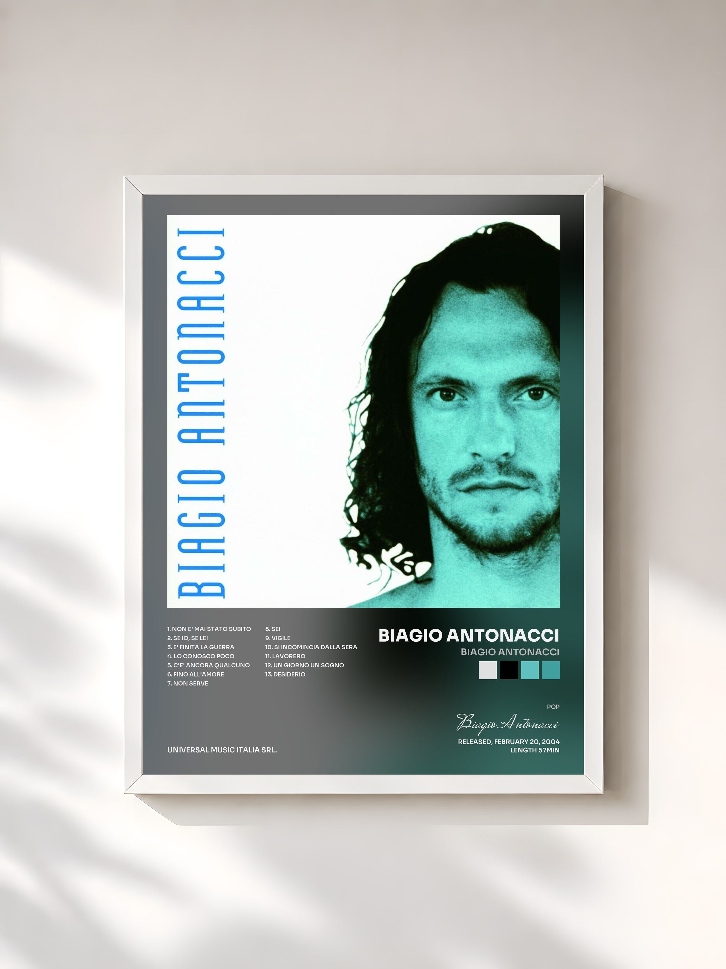 #blanc Tableau de l'album Biagio Antonacci de Biagio Antonacci, cadre blanc, imprimé et encadré en France
