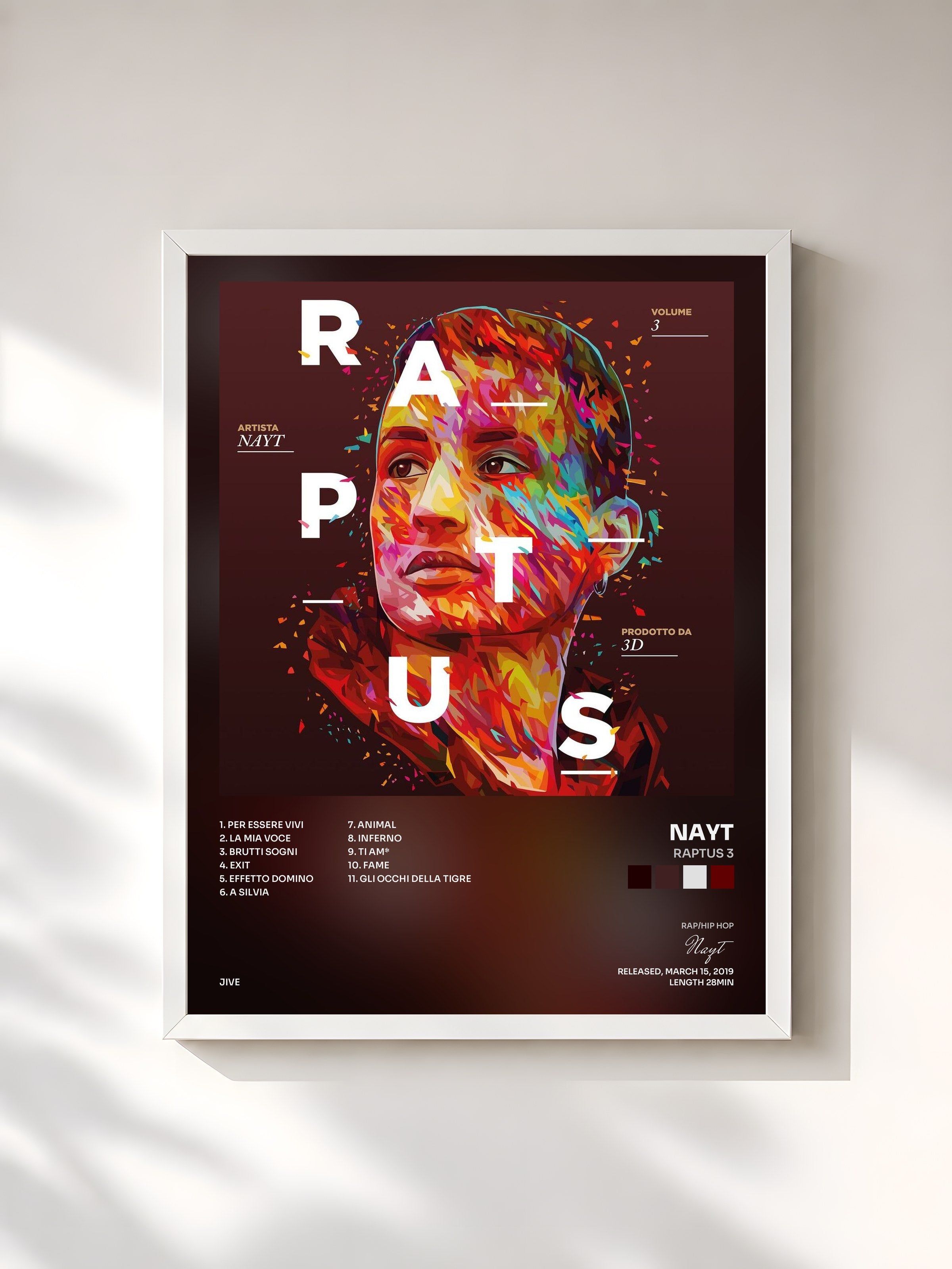 #blanc Tableau de l'album Raptus 3 de Nayt, cadre blanc, imprimé et encadré en France