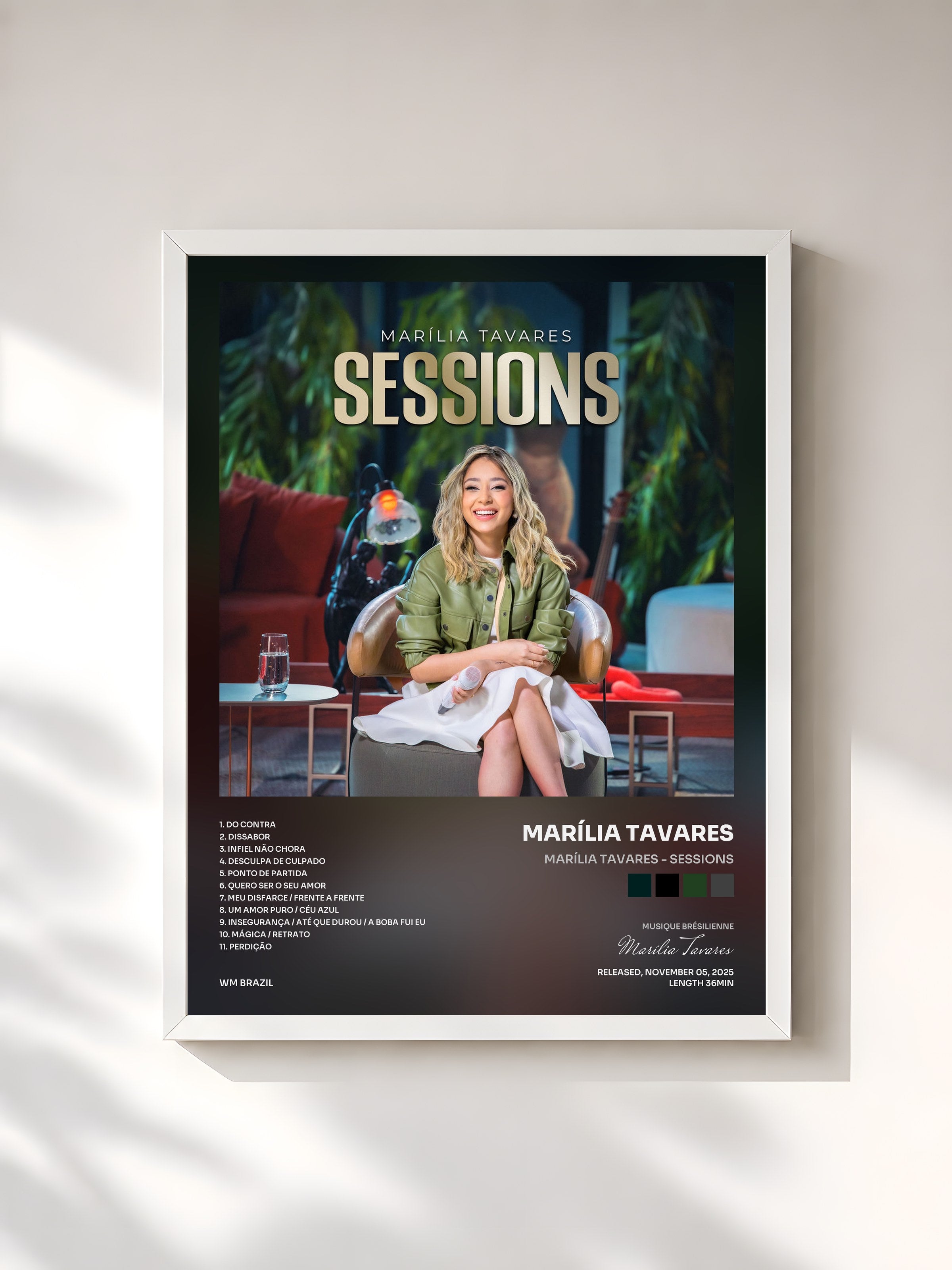 #blanc Tableau de l'album Marília Tavares - Sessions de Marília Tavares, cadre blanc, imprimé et encadré en France