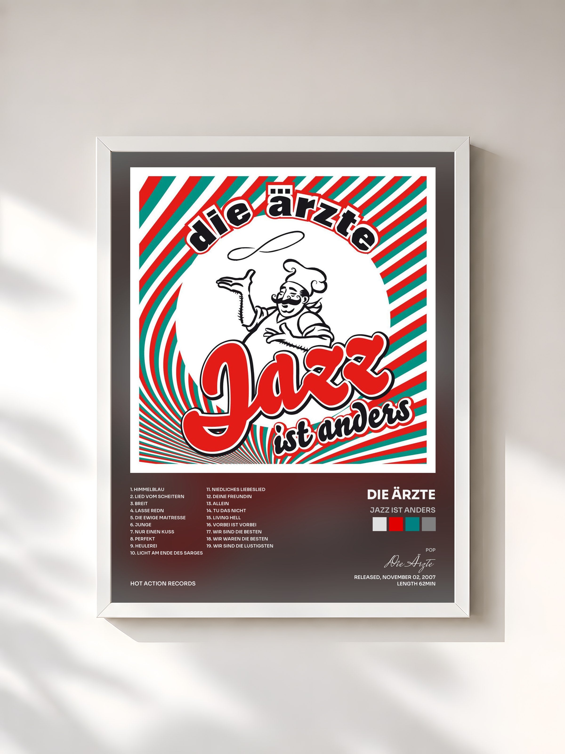#blanc Tableau de l'album Jazz ist anders de Die Ärzte, cadre blanc, imprimé et encadré en France