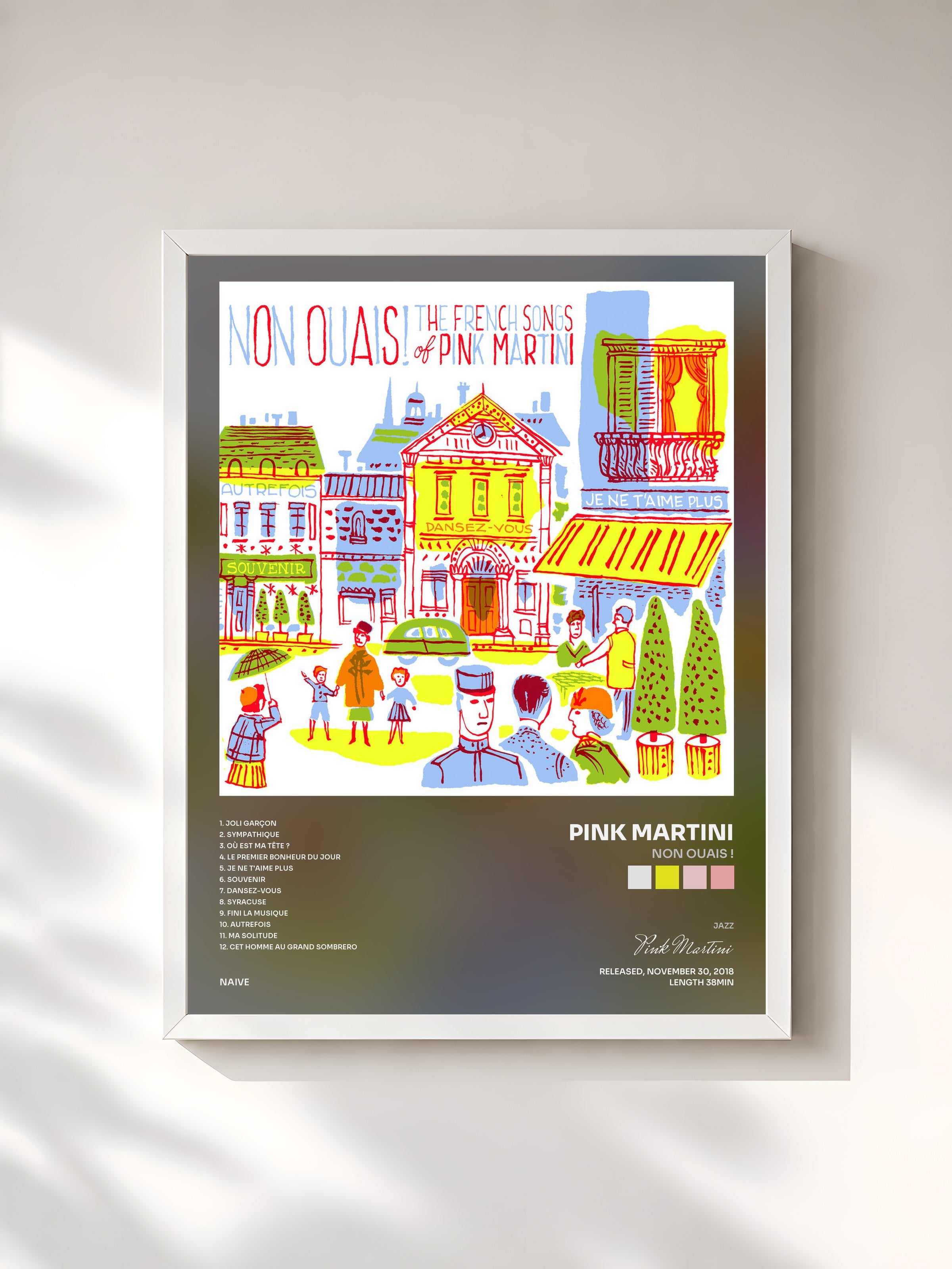 #blanc Tableau de l'album Non ouais ! de Pink Martini, cadre blanc, imprimé et encadré en France