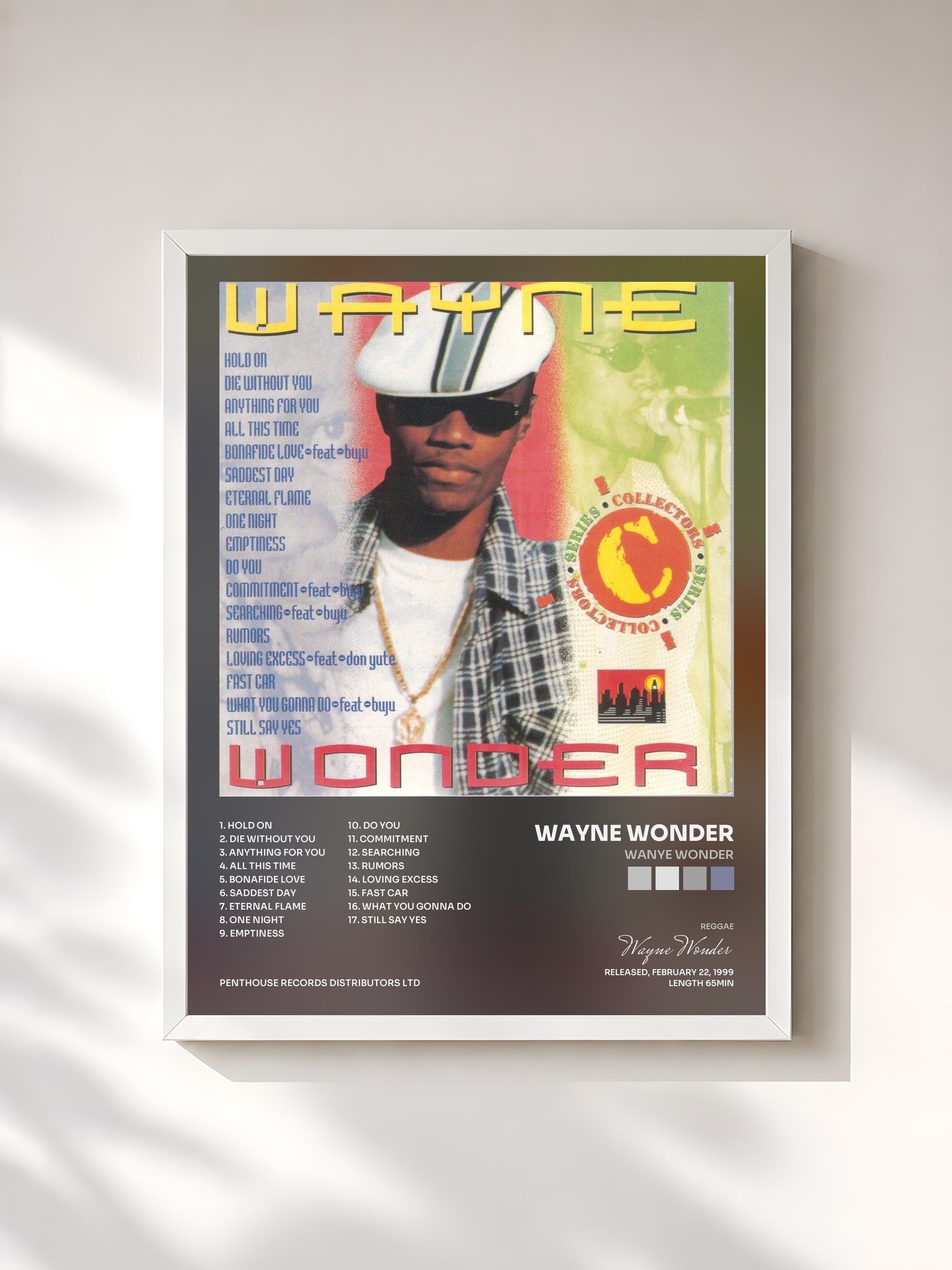 #blanc Tableau de l'album Wanye Wonder de Wayne Wonder, cadre blanc, imprimé et encadré en France