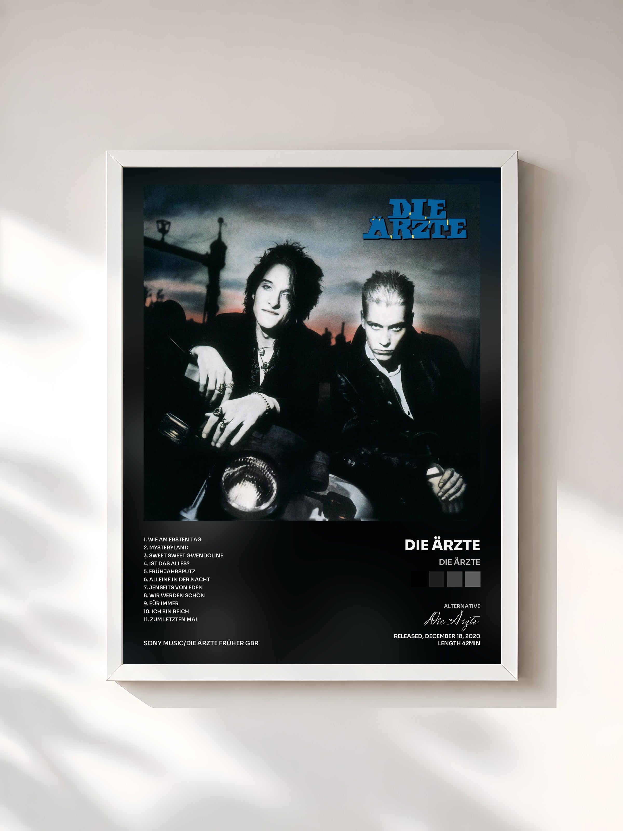 #blanc Tableau de l'album Die Ärzte de Die Ärzte, cadre blanc, imprimé et encadré en France