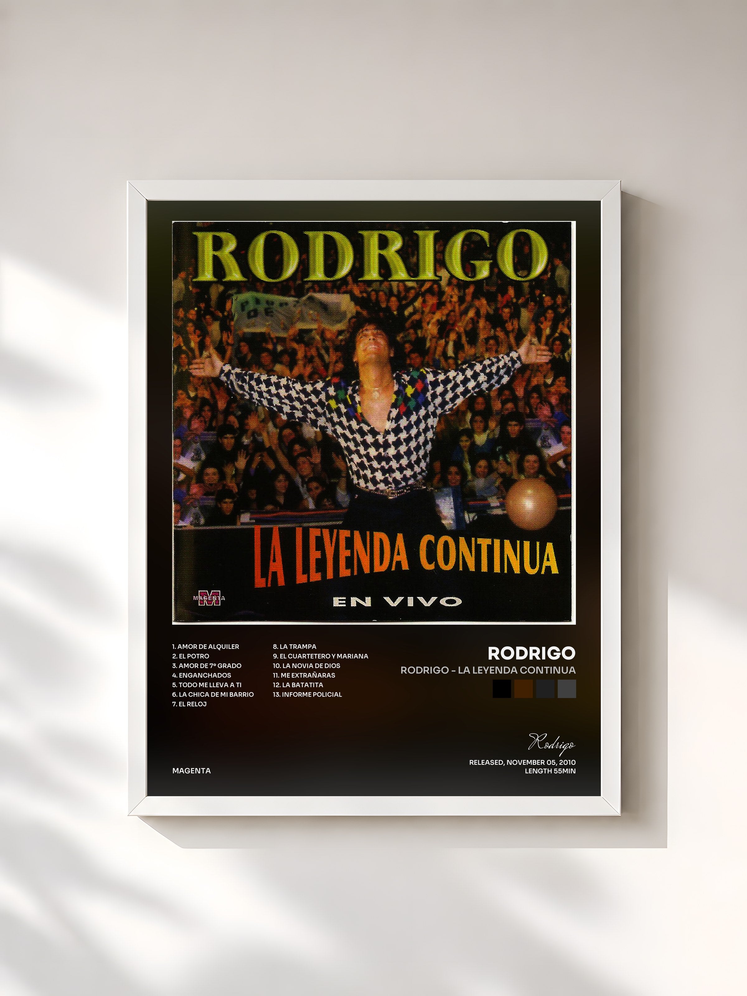#blanc Tableau de l'album Rodrigo - La leyenda continua de Rodrigo, cadre blanc, imprimé et encadré en France