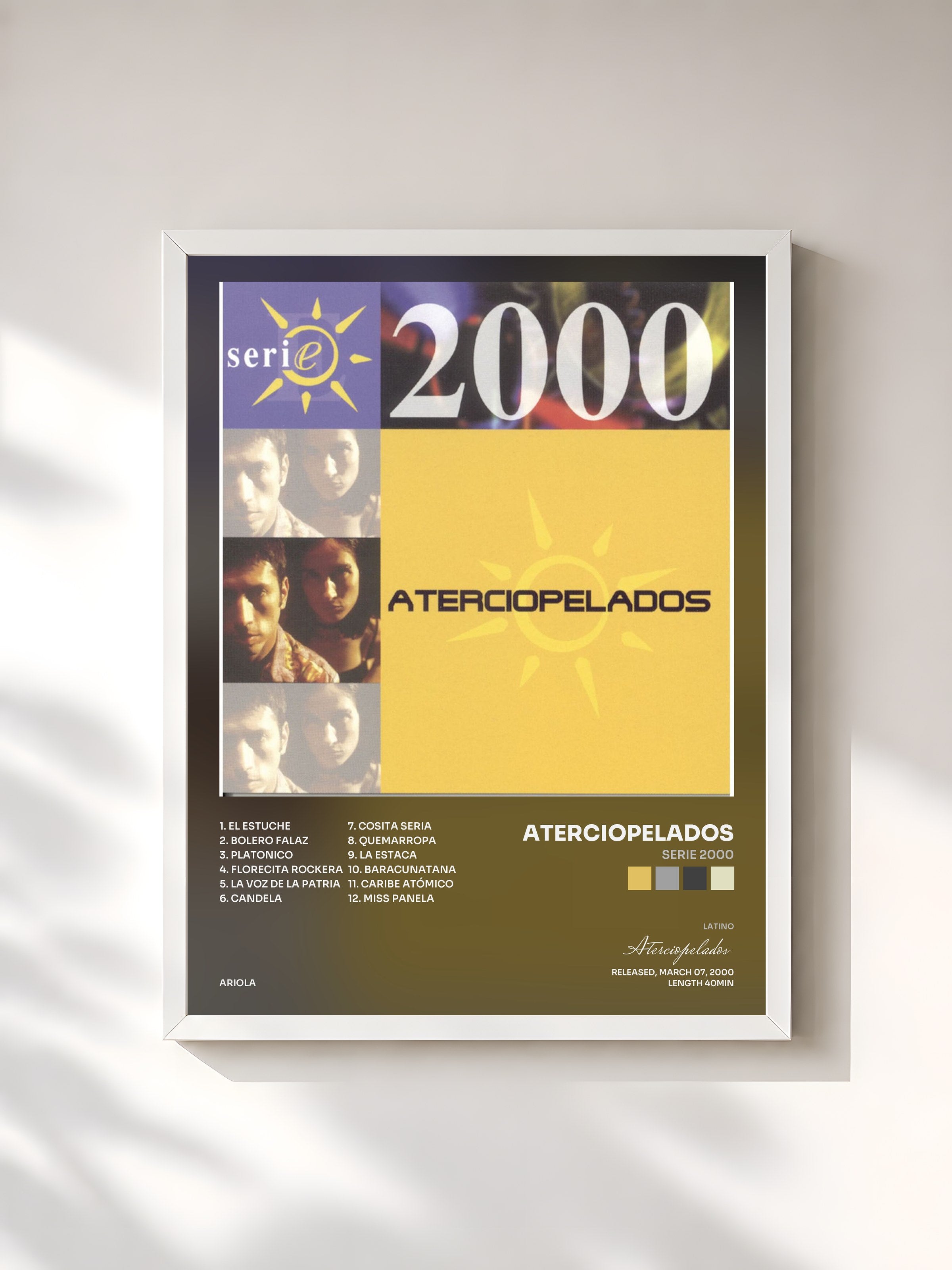 #blanc Tableau de l'album Serie 2000 de Aterciopelados, cadre blanc, imprimé et encadré en France