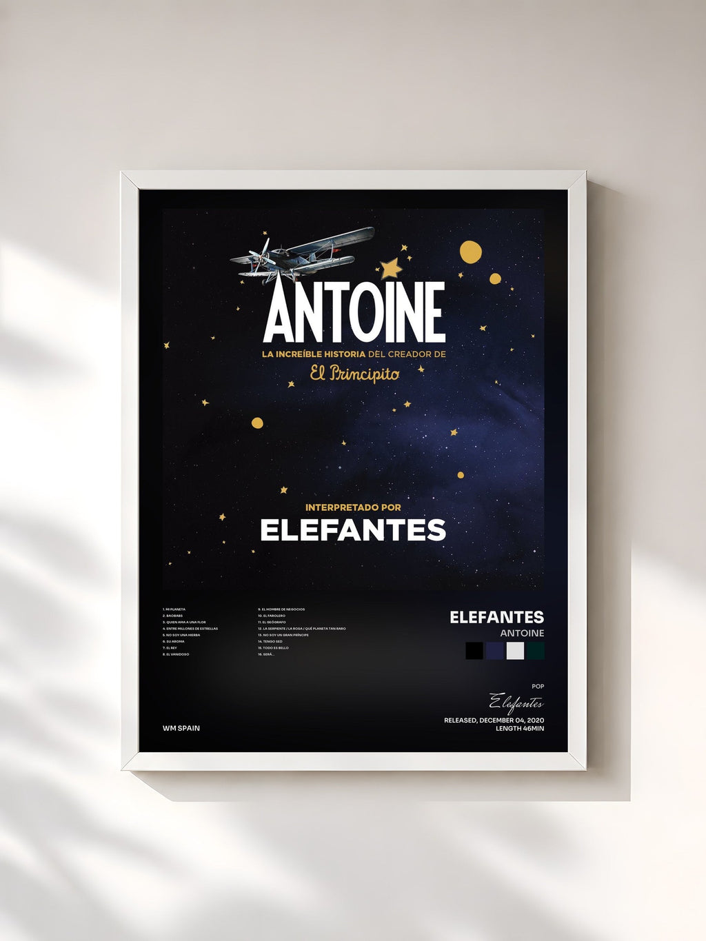 #blanc Antoine by Elefantes as a framed art print, white frame, printed and framed in France