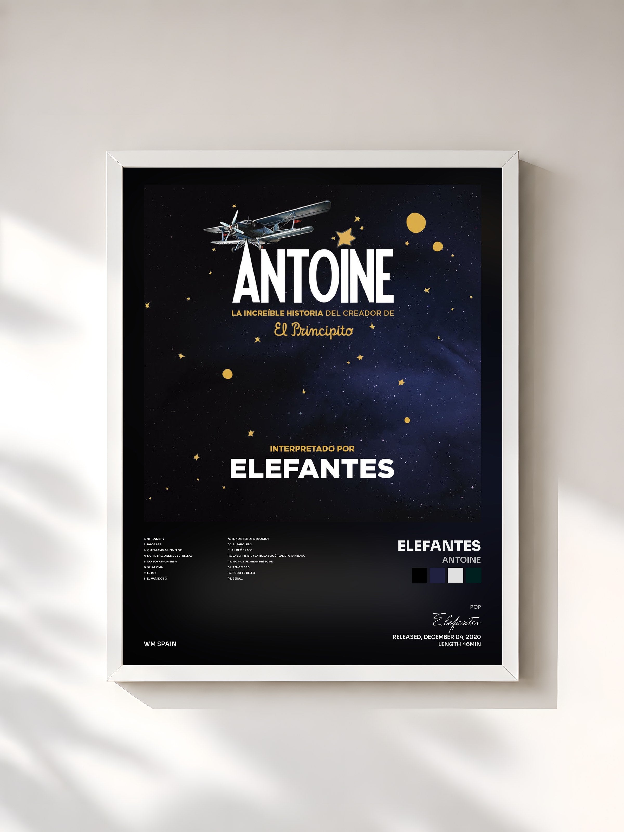 #blanc Tableau de l'album Antoine de Elefantes, cadre blanc, imprimé et encadré en France