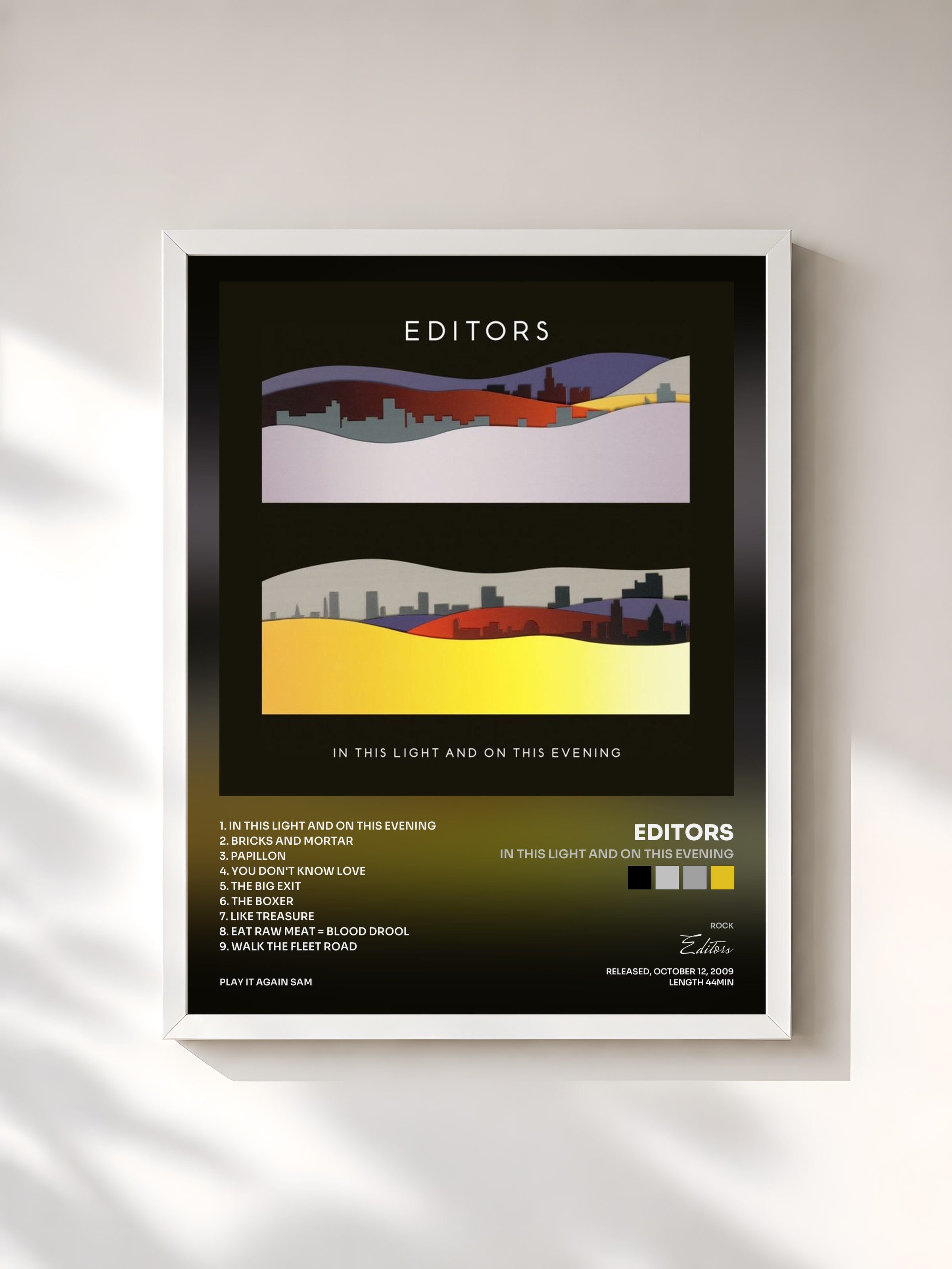 #blanc Tableau de l'album In This Light and on This Evening de Editors, cadre blanc, imprimé et encadré en France