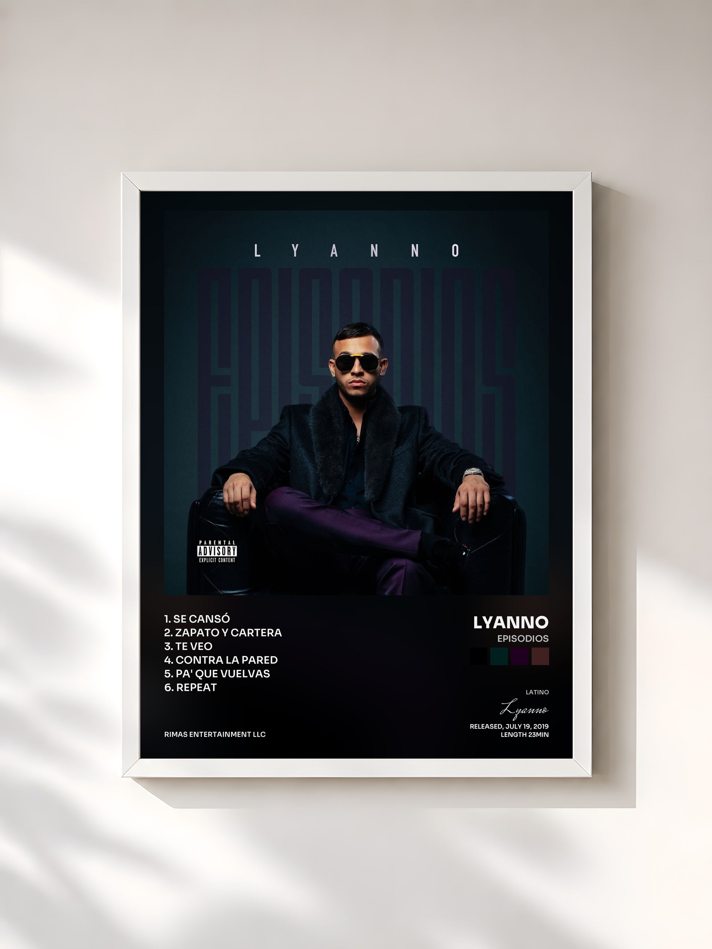 #blanc Tableau de l'album Episodios de Lyanno, cadre blanc, imprimé et encadré en France