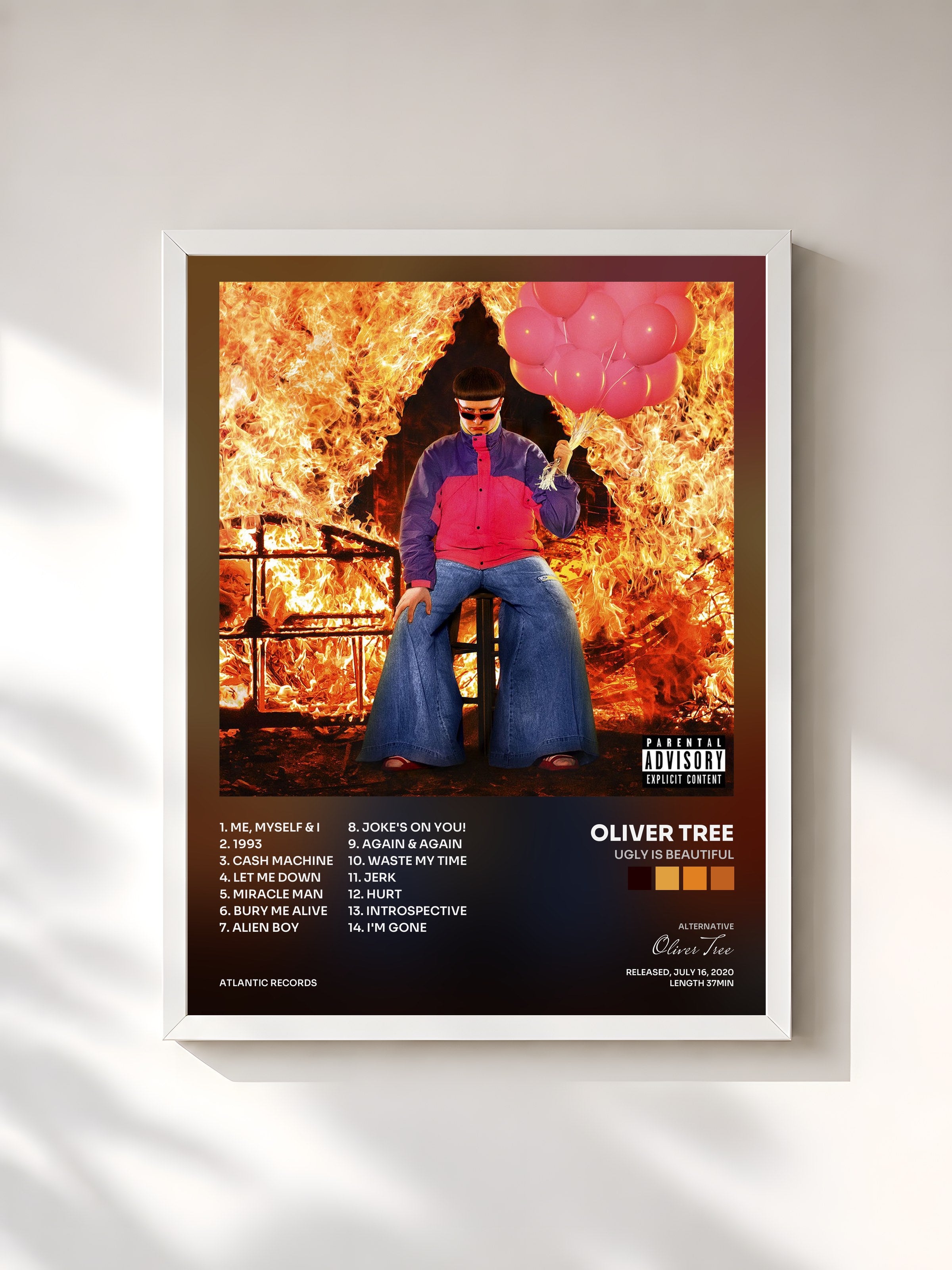 #blanc Tableau de l'album Ugly is Beautiful de Oliver Tree, cadre blanc, imprimé et encadré en France