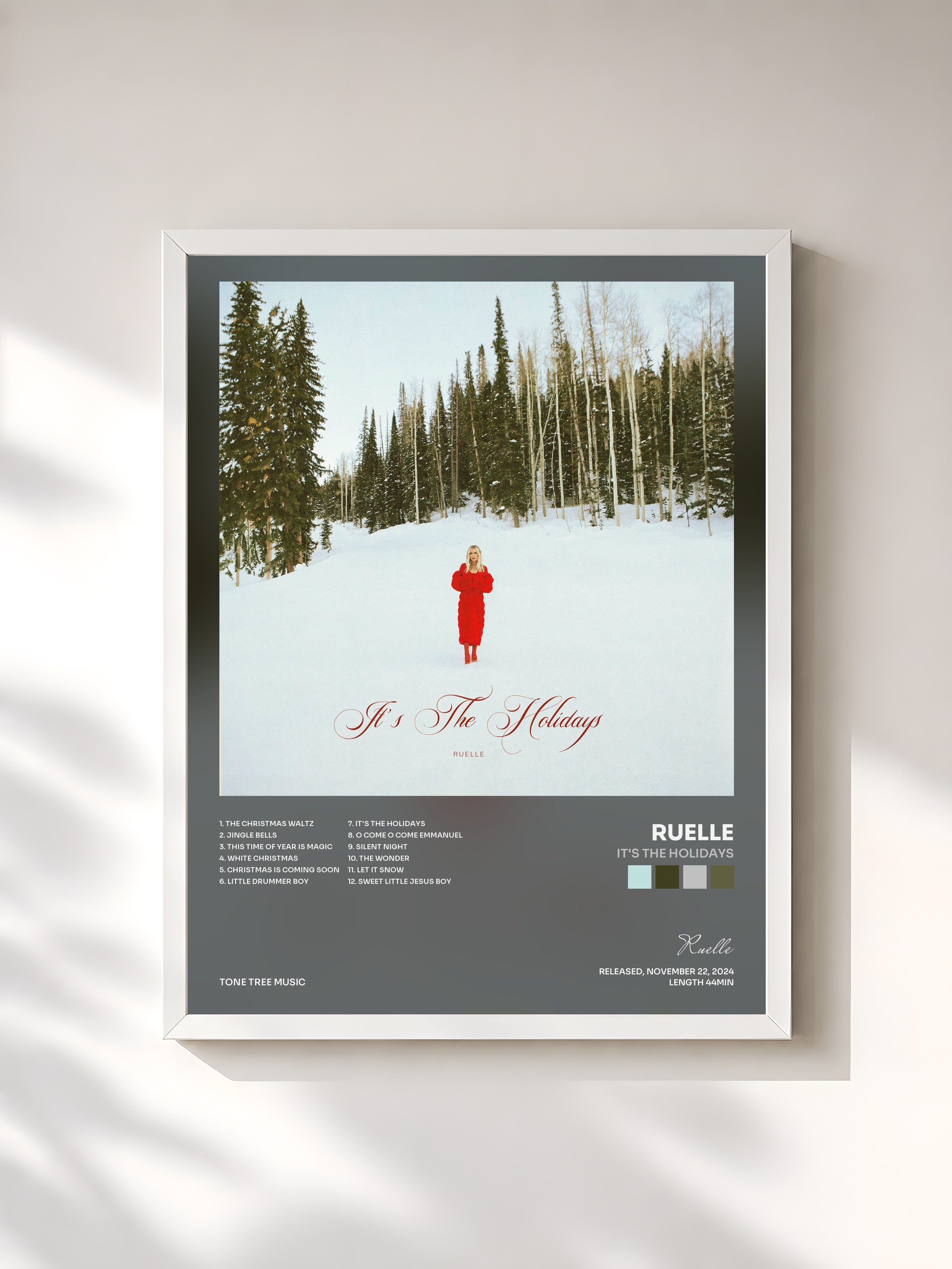 #blanc Tableau de l'album It's The Holidays de Ruelle, cadre blanc, imprimé et encadré en France