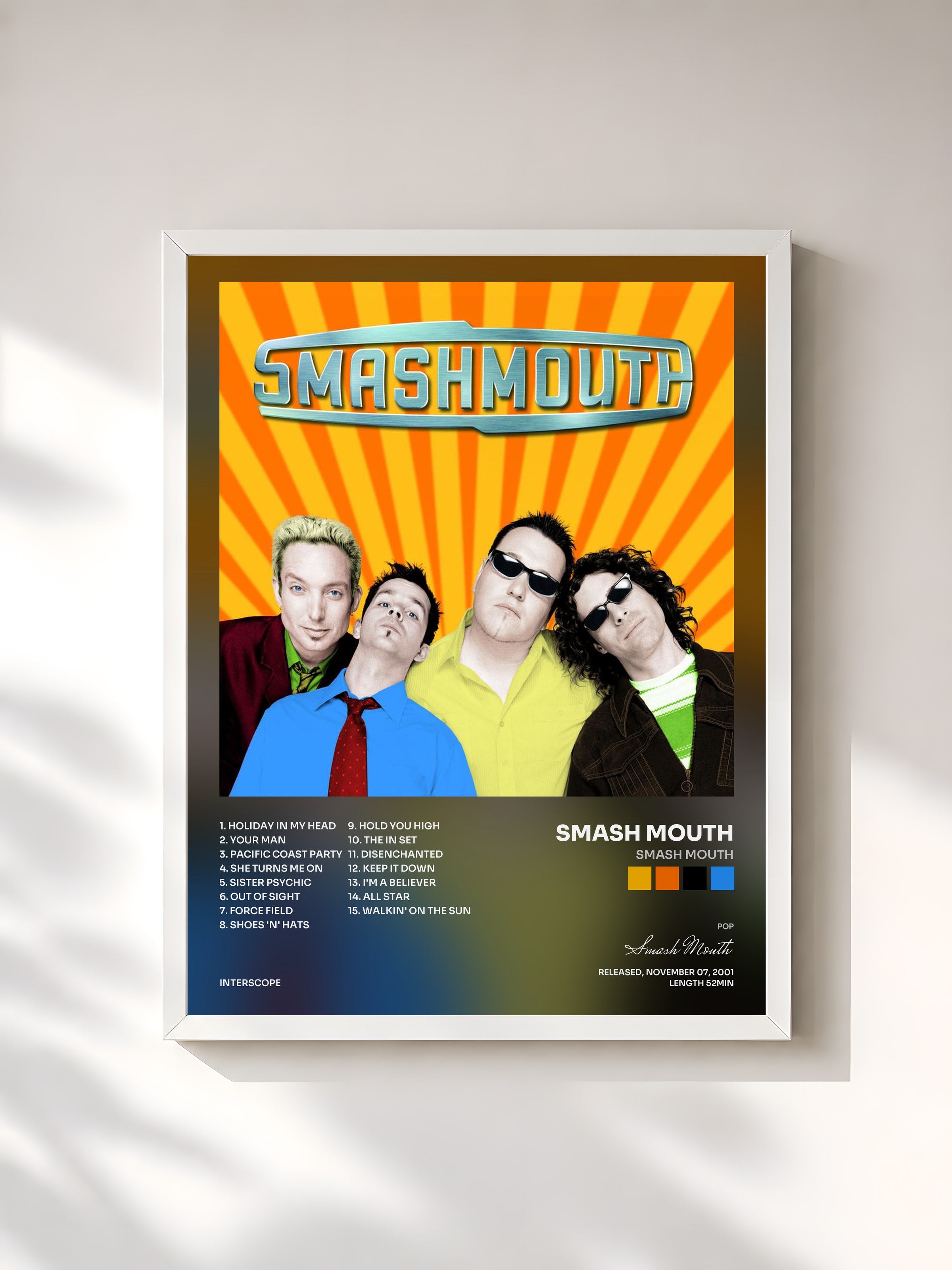 #blanc Tableau de l'album Smash Mouth de Smash Mouth, cadre blanc, imprimé et encadré en France