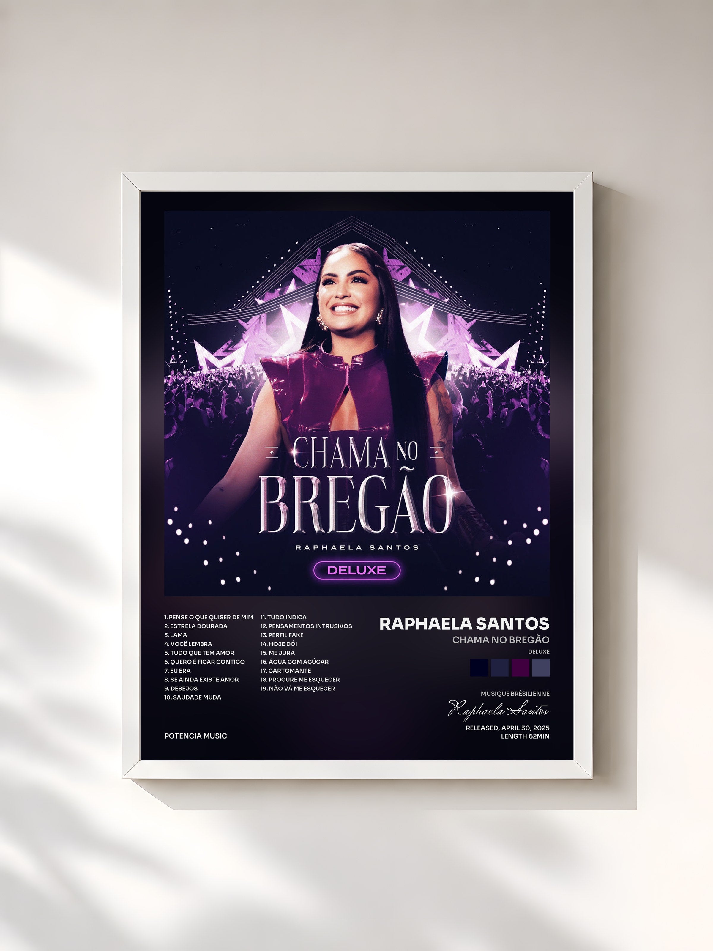 #blanc Tableau de l'album Chama no Bregão (Deluxe) de Raphaela Santos, cadre blanc, imprimé et encadré en France