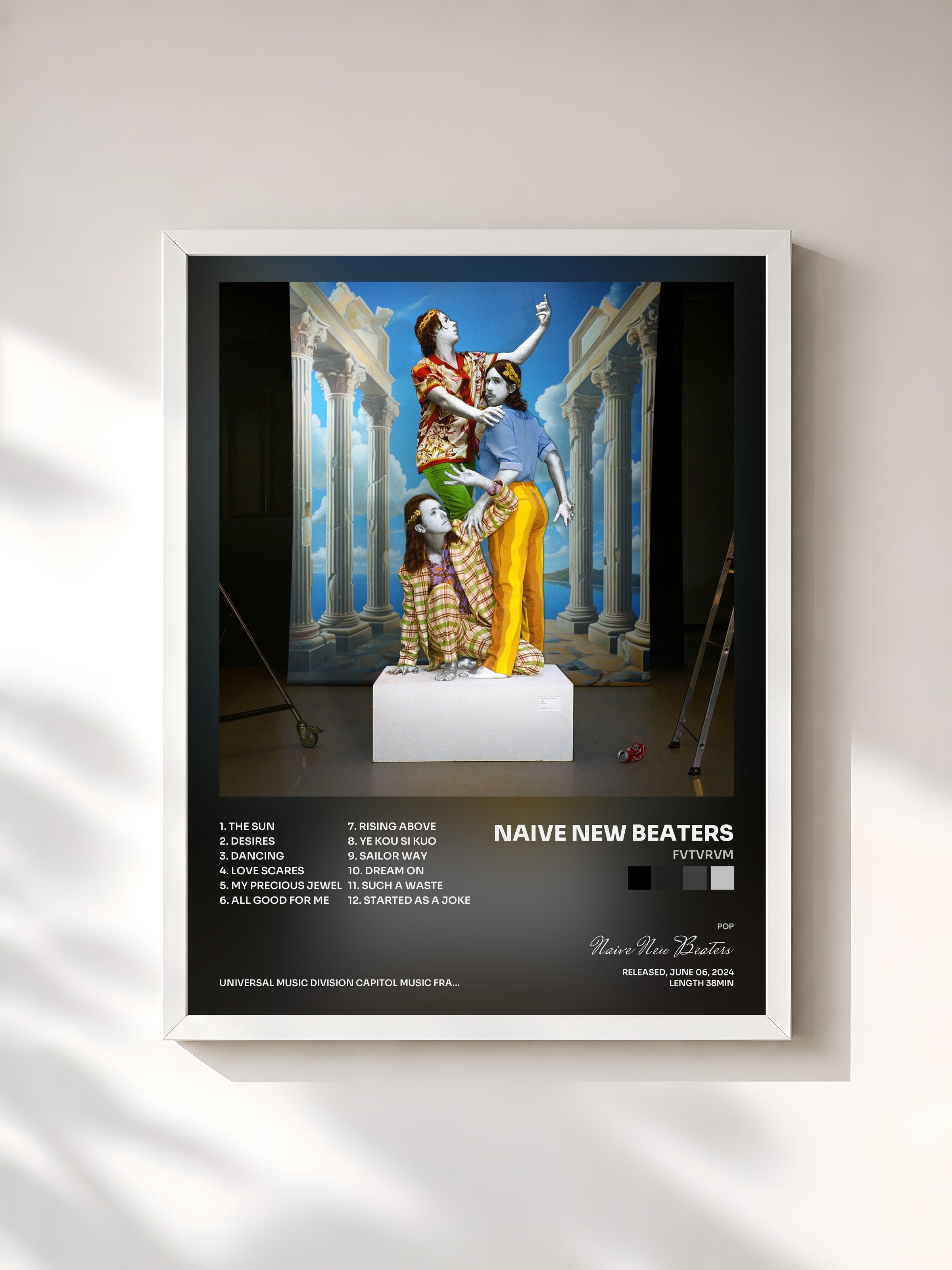 #blanc Tableau de l'album FVTVRVM de Naive New Beaters, cadre blanc, imprimé et encadré en France