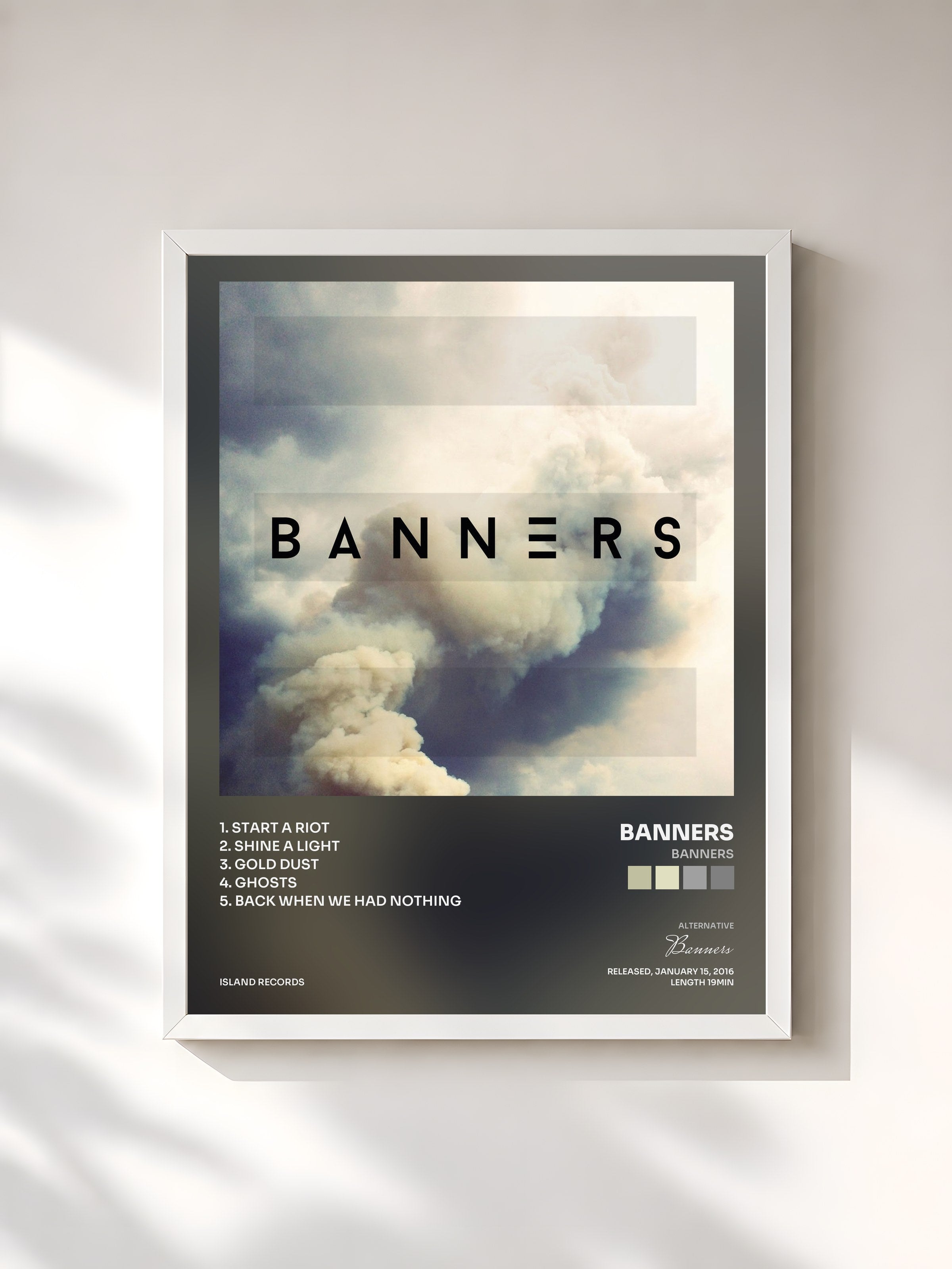 #blanc Tableau de l'album BANNERS de Banners, cadre blanc, imprimé et encadré en France