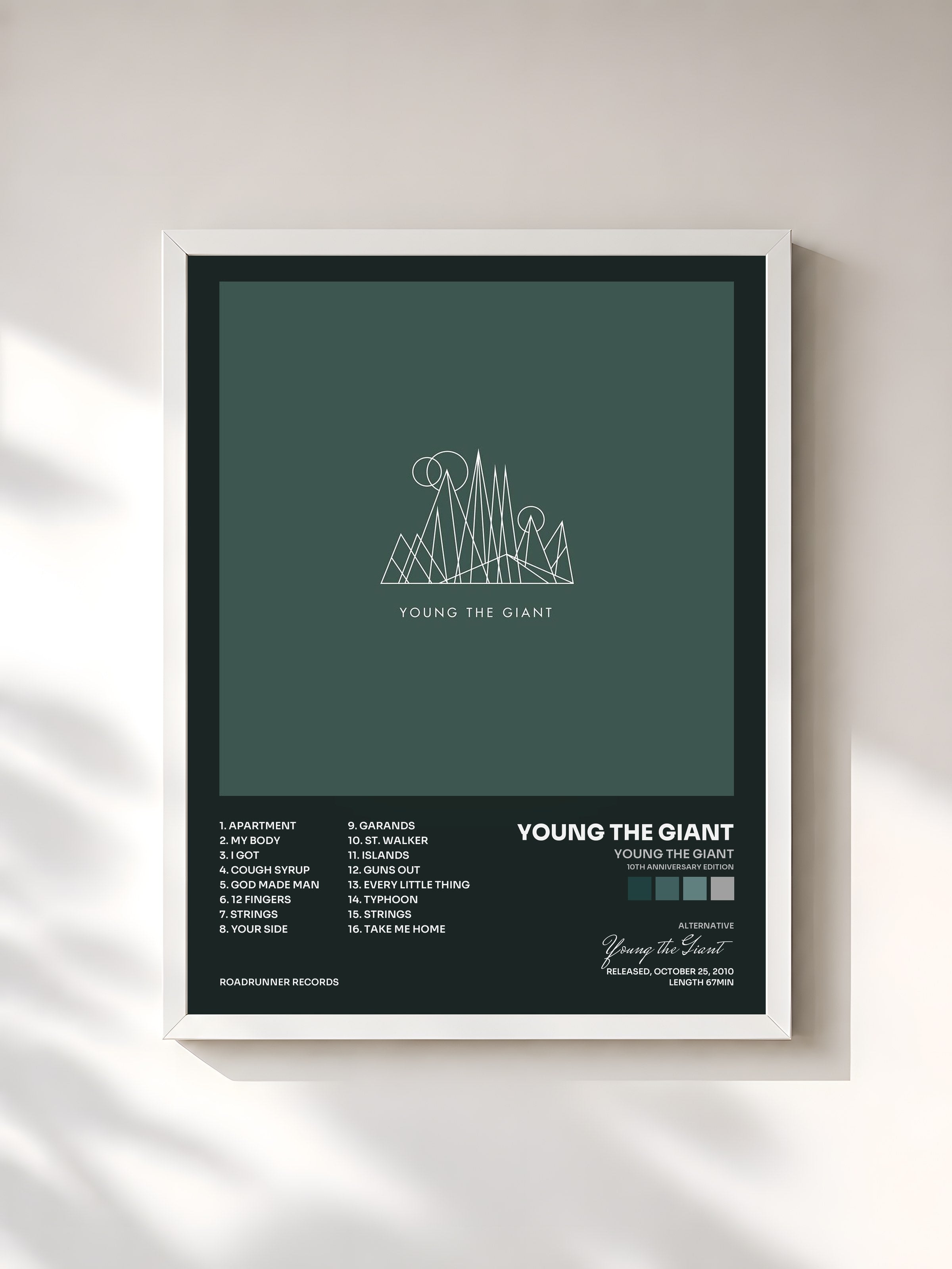 #blanc Tableau de l'album Young The Giant (10th Anniversary Edition) de Young the Giant, cadre blanc, imprimé et encadré en France