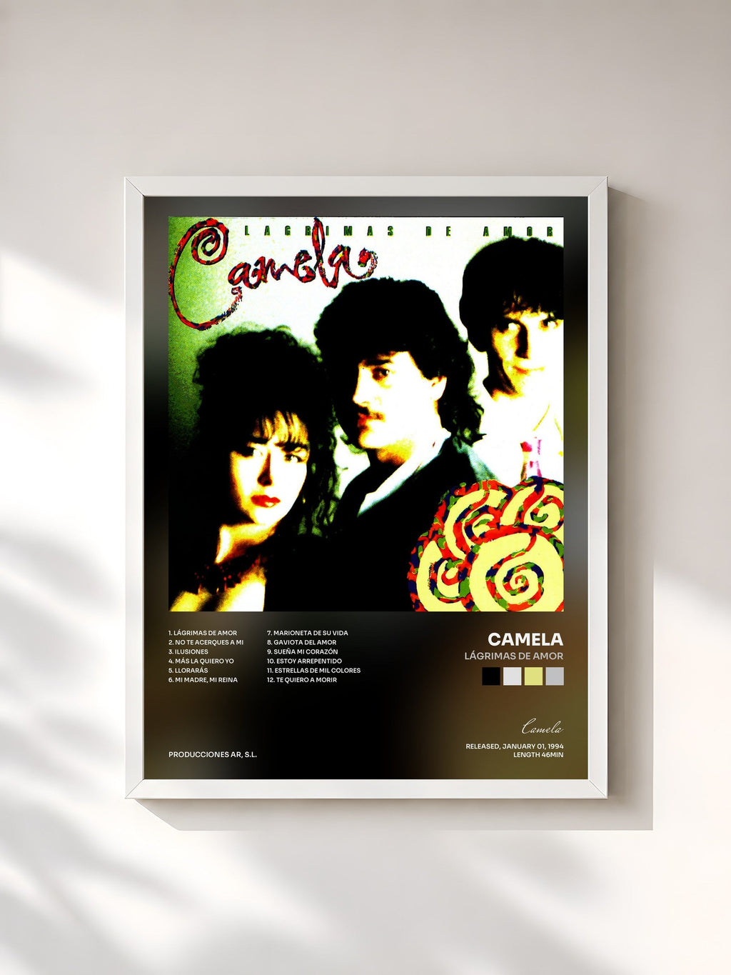 #blanc Lágrimas by Amor de Camela as a framed art print, white frame, printed and framed in France