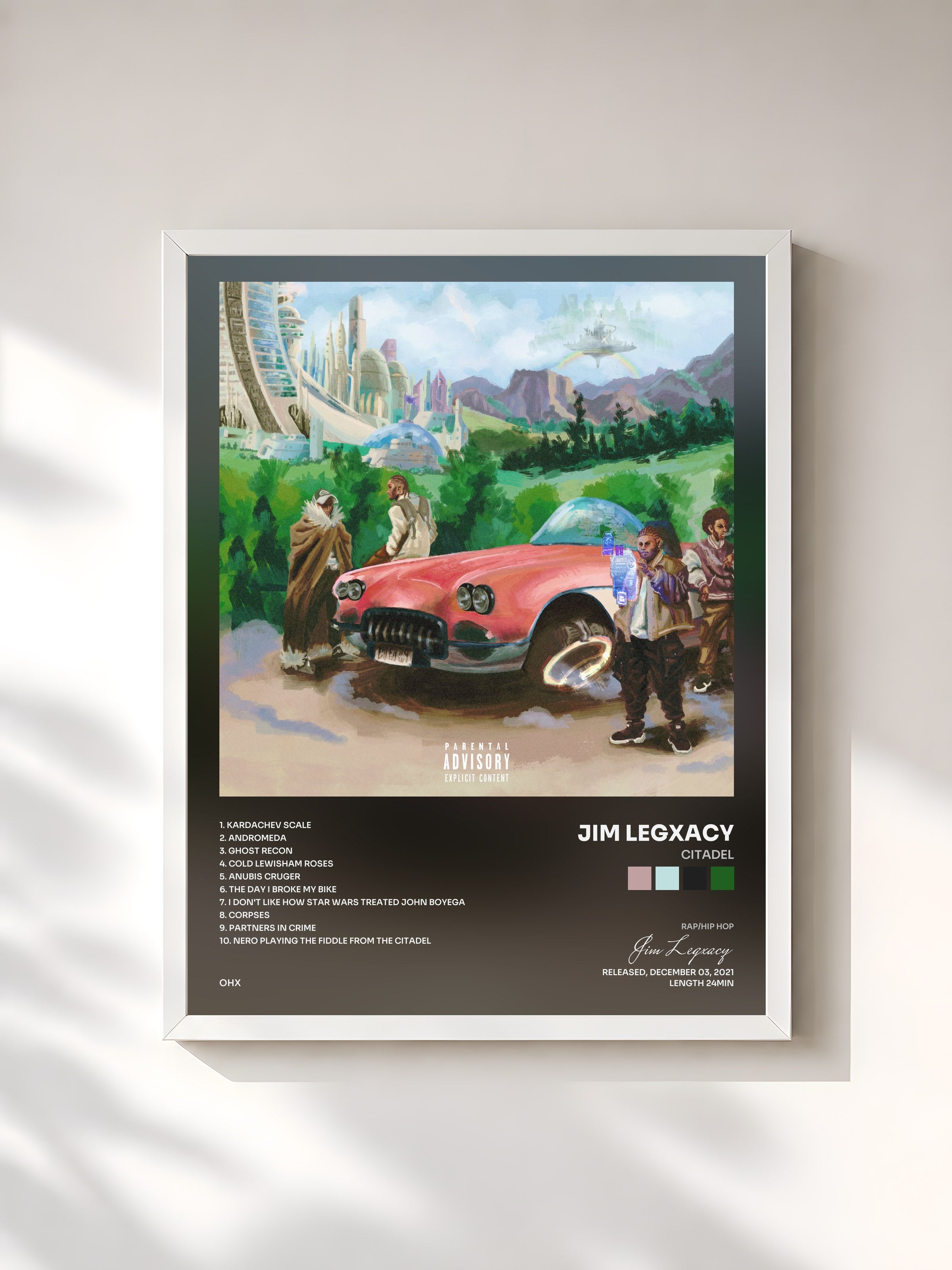 #blanc Tableau de l'album CITADEL de Jim Legxacy, cadre blanc, imprimé et encadré en France
