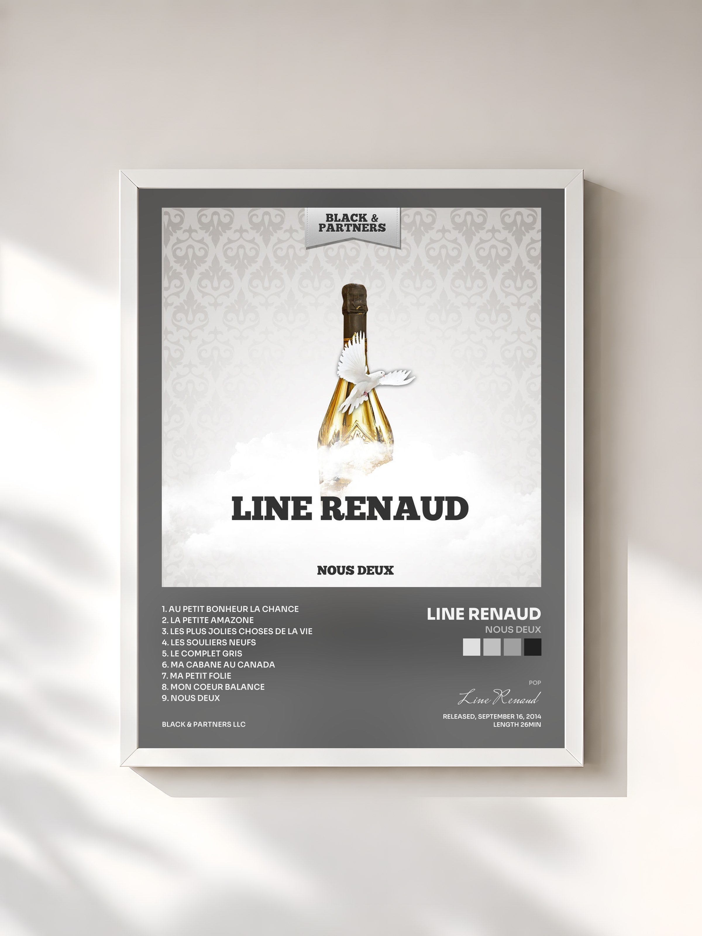 #blanc Tableau de l'album Nous Deux de Line Renaud, cadre blanc, imprimé et encadré en France