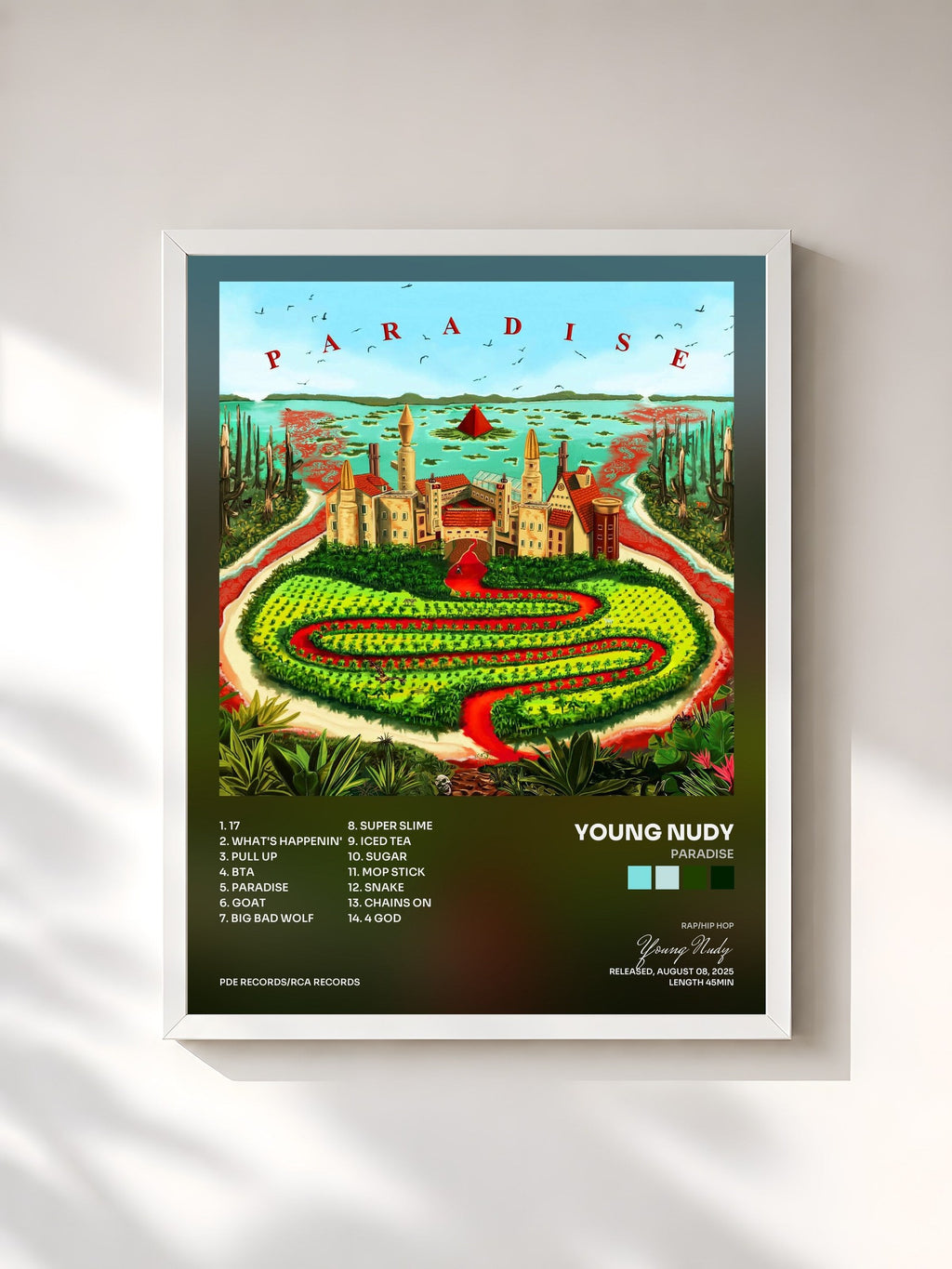 #blanc PARADISE by Young Nudy as a framed art print, white frame, printed and framed in France