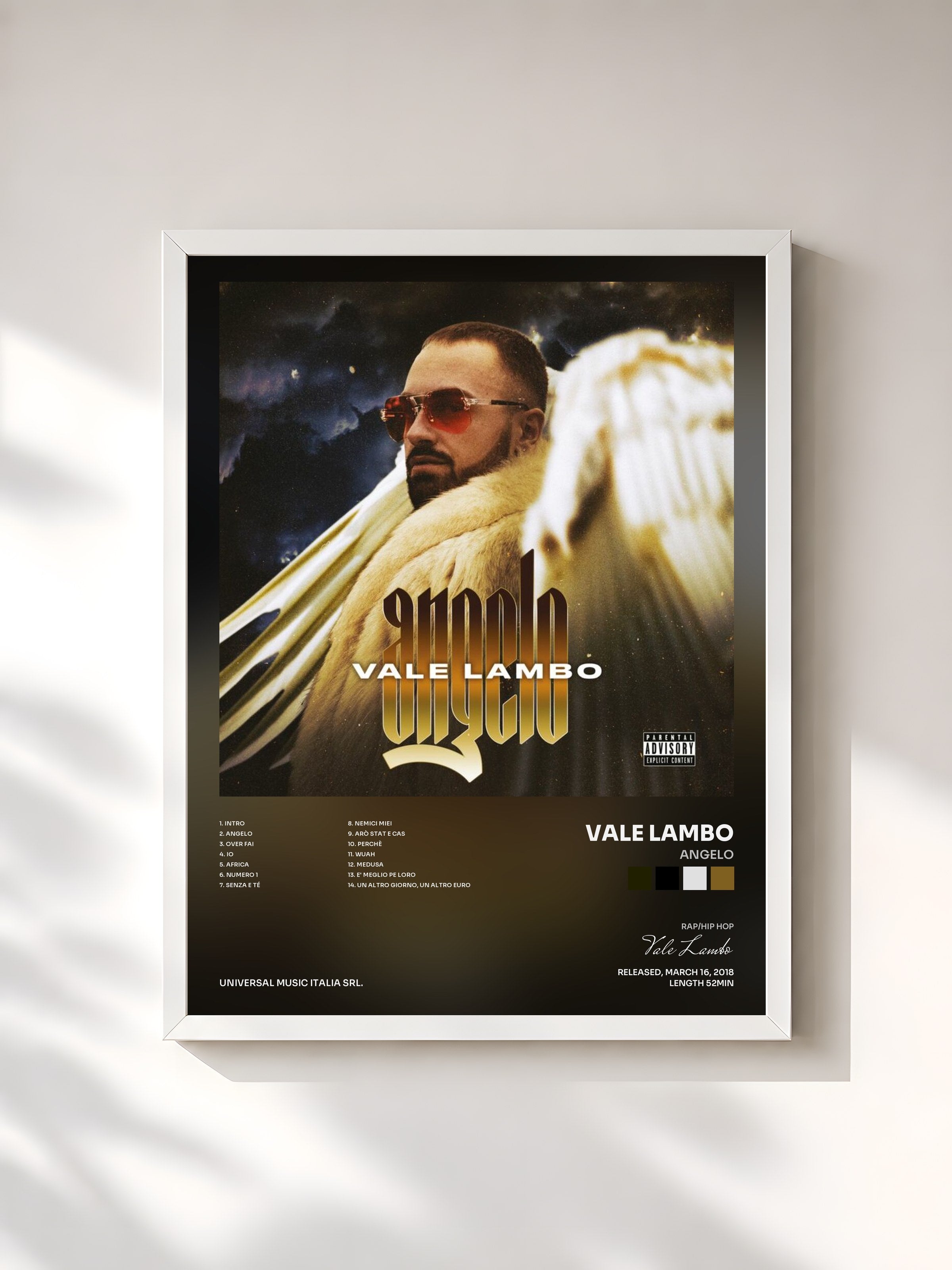 #blanc Tableau de l'album Angelo de Vale Lambo, cadre blanc, imprimé et encadré en France