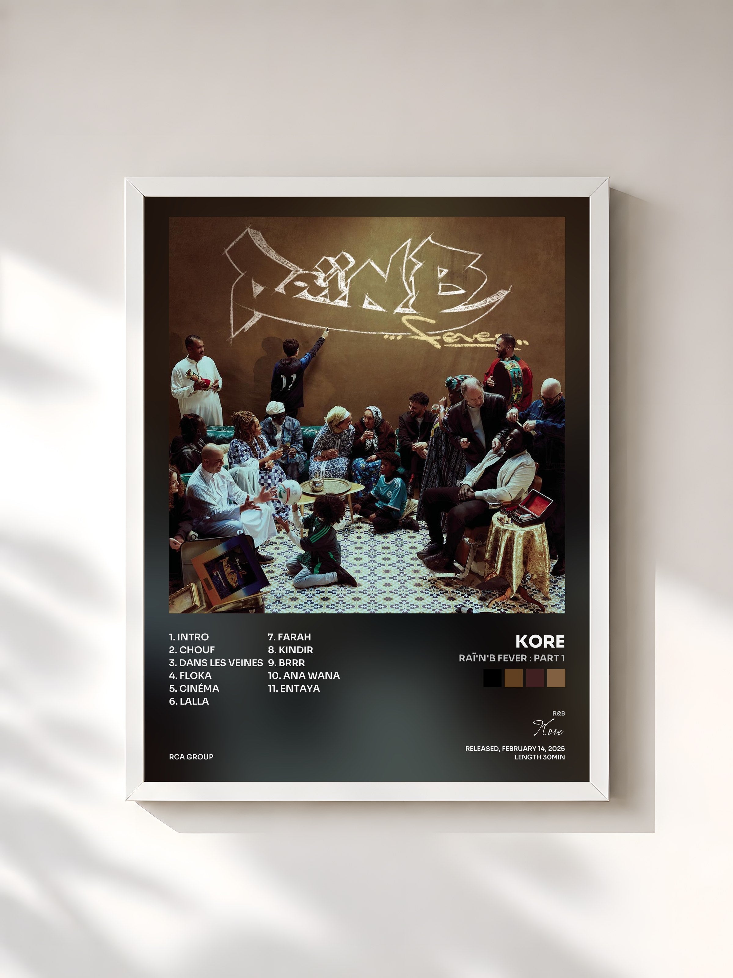#blanc Tableau de l'album Raï'n'B Fever : Part 1 de Kore, cadre blanc, imprimé et encadré en France