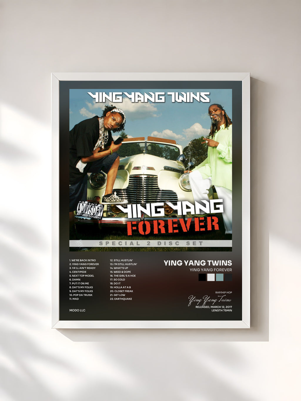 #blanc Tableau de l'album Ying Yang Forever de Ying Yang Twins, cadre blanc, imprimé et encadré en France